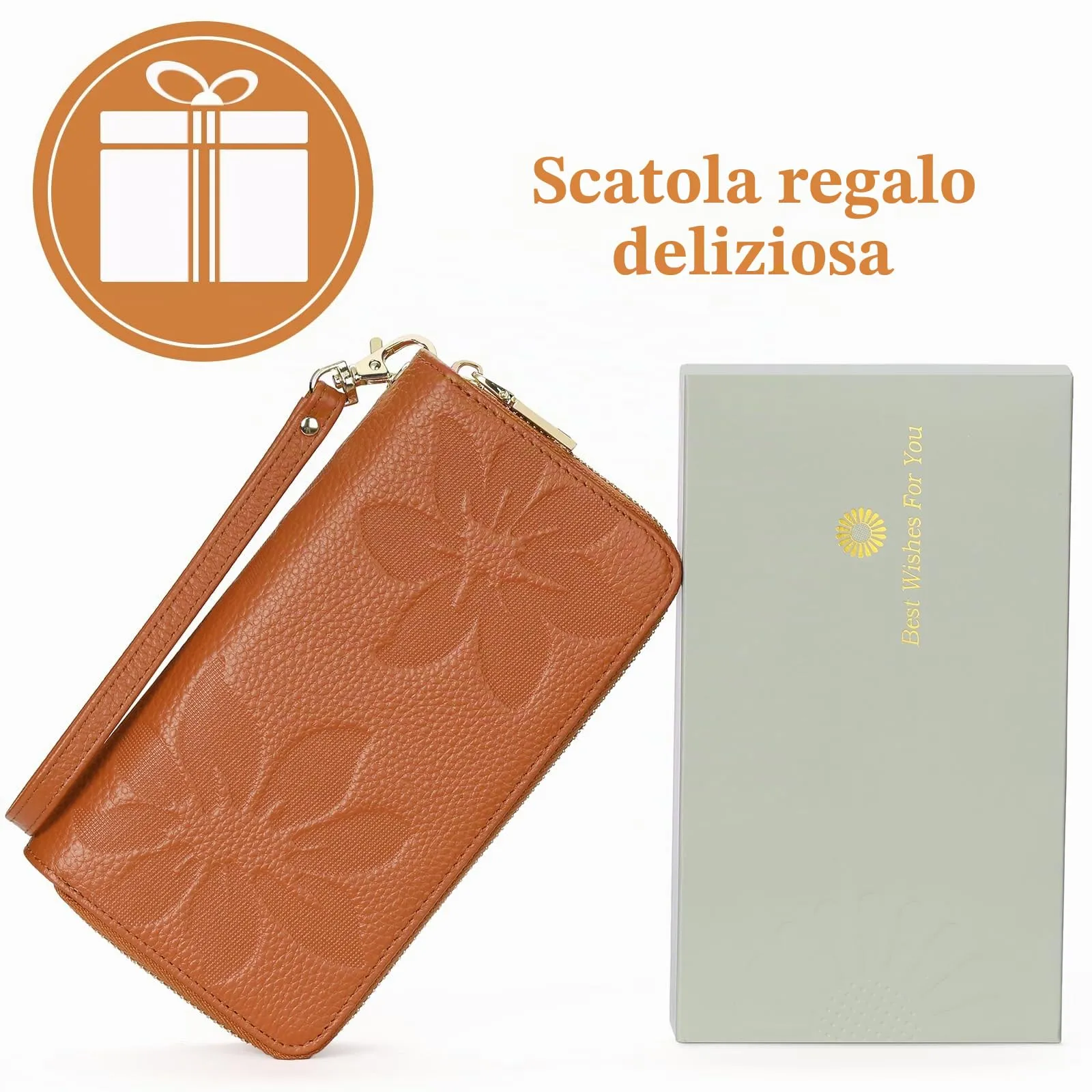 GOIACII Portafoglio Donna Grande Capacità Doppia Cerniera Porta Carta di Credito Portafogli da Donna in Pelle con Blocco RFID Telefono Wristlet - immagine 7