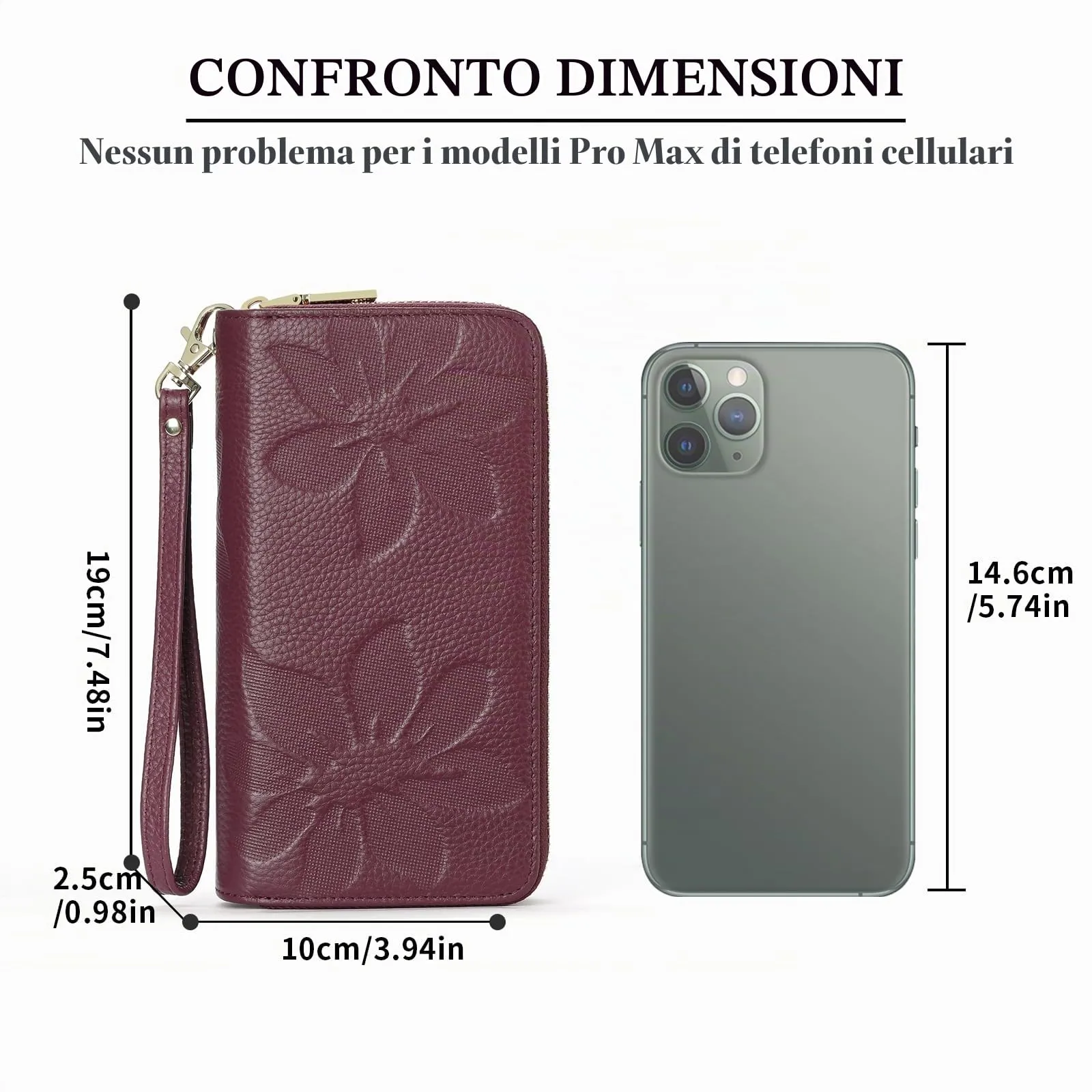 GOIACII Portafoglio Donna Grande Capacità Doppia Cerniera Porta Carta di Credito Portafogli da Donna in Pelle con Blocco RFID Telefono Wristlet - immagine 6