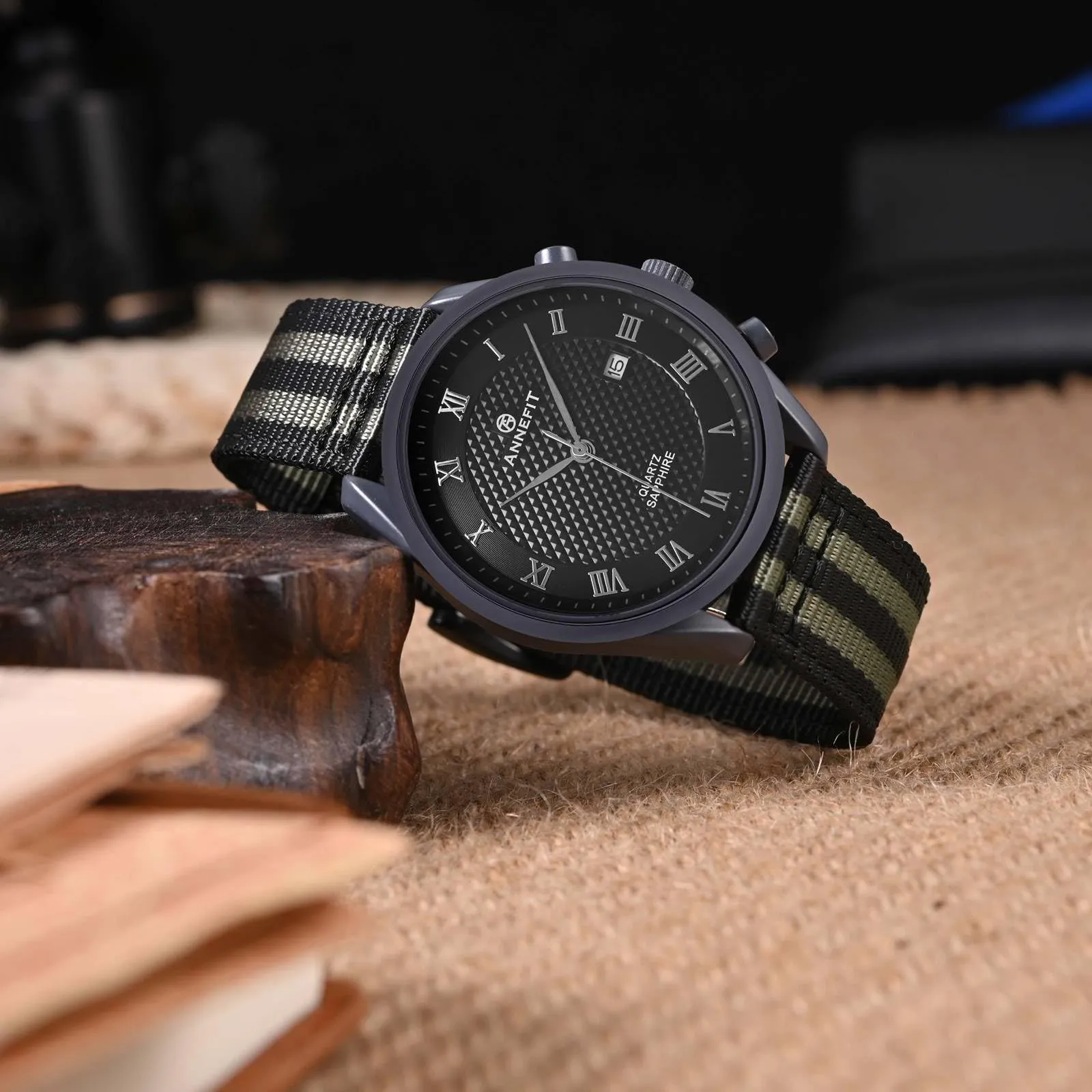ANNEFIT Cinturino Orologio Nylon 18mm con Fibbia Nera, Cinturini per Orologi Militari a Sgancio Rapido per Uomo Donna (Nero+Grigio) - immagine 7