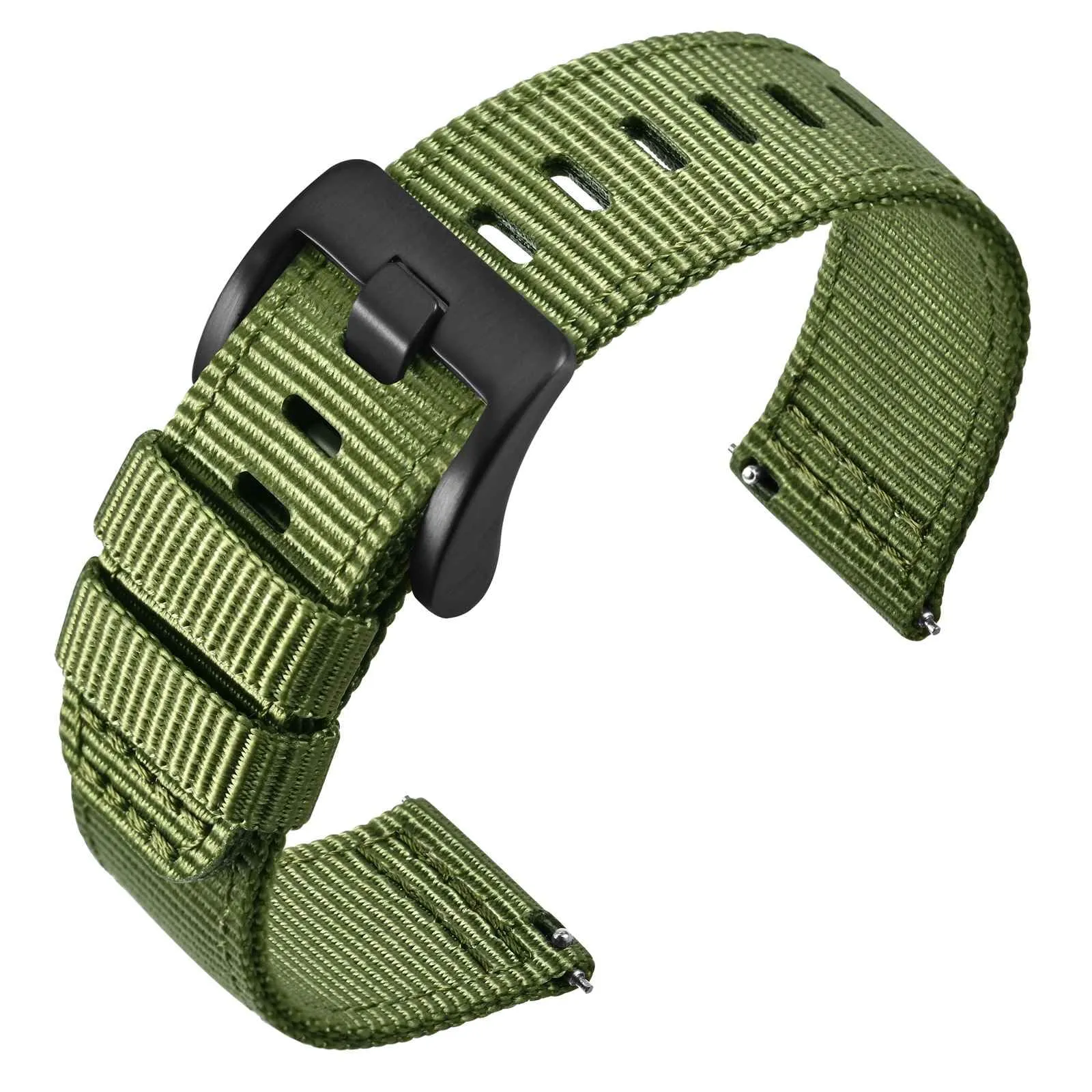 ANNEFIT Cinturino Orologio Nylon 18mm con Fibbia Nera, Cinturini per Orologi Militari a Sgancio Rapido per Uomo Donna (Verde) - immagine 1