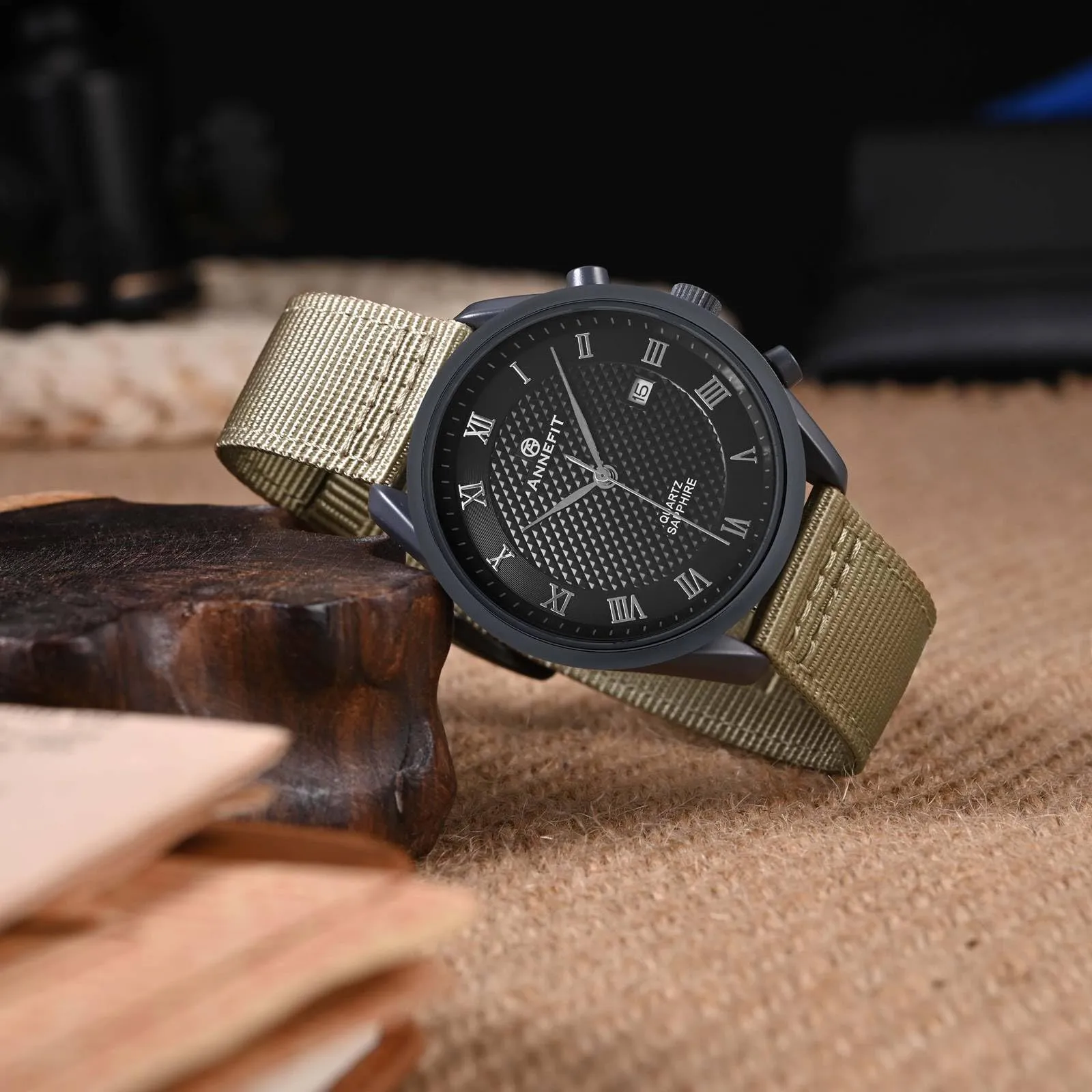 ANNEFIT Cinturino Orologio Nylon 18mm con Fibbia Nera, Cinturini per Orologi Militari a Sgancio Rapido per Uomo Donna (Cachi) - immagine 7