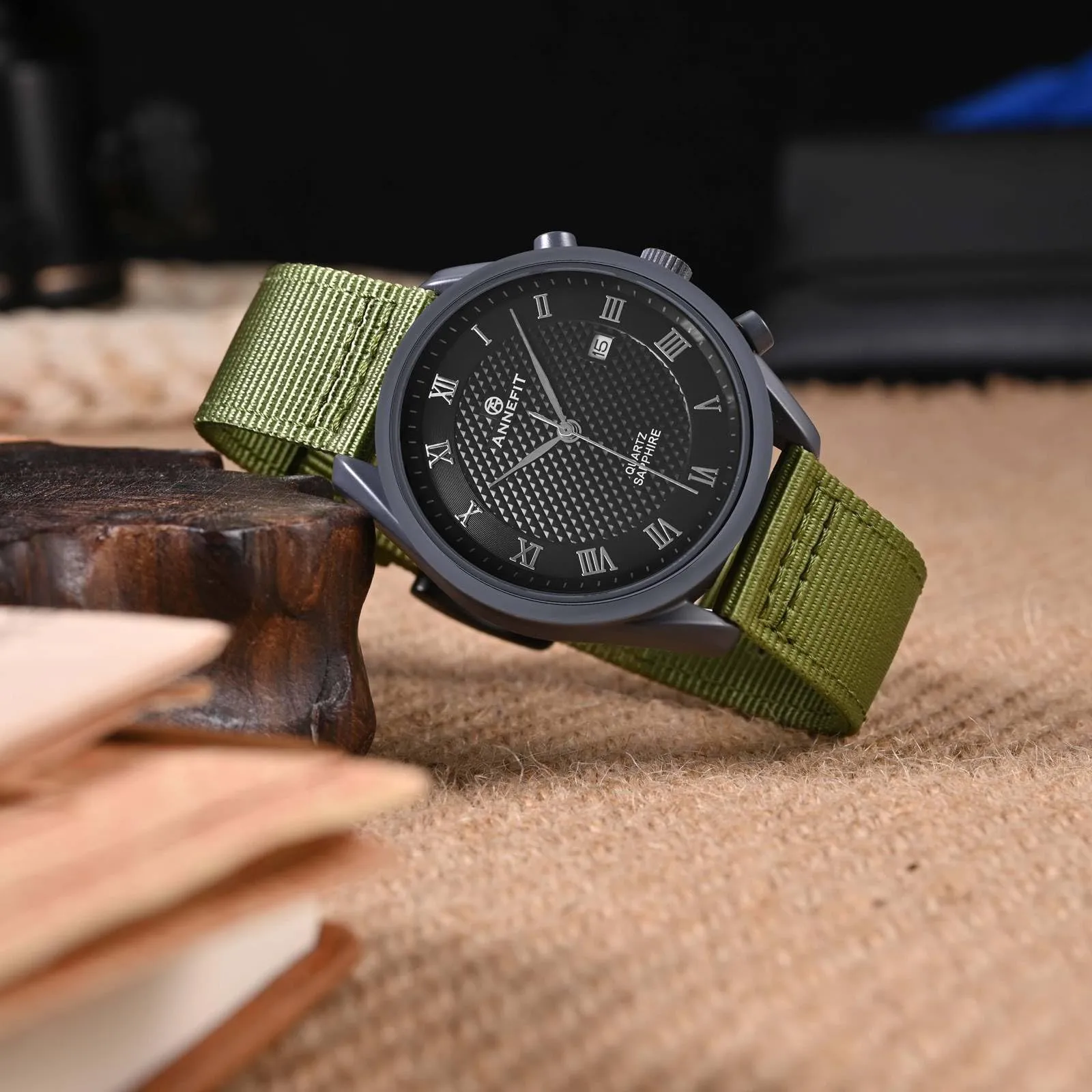 ANNEFIT Cinturino Orologio Nylon 22mm con Fibbia Nera, Cinturini per Orologi Militari a Sgancio Rapido per Uomo Donna (Verde) - immagine 7