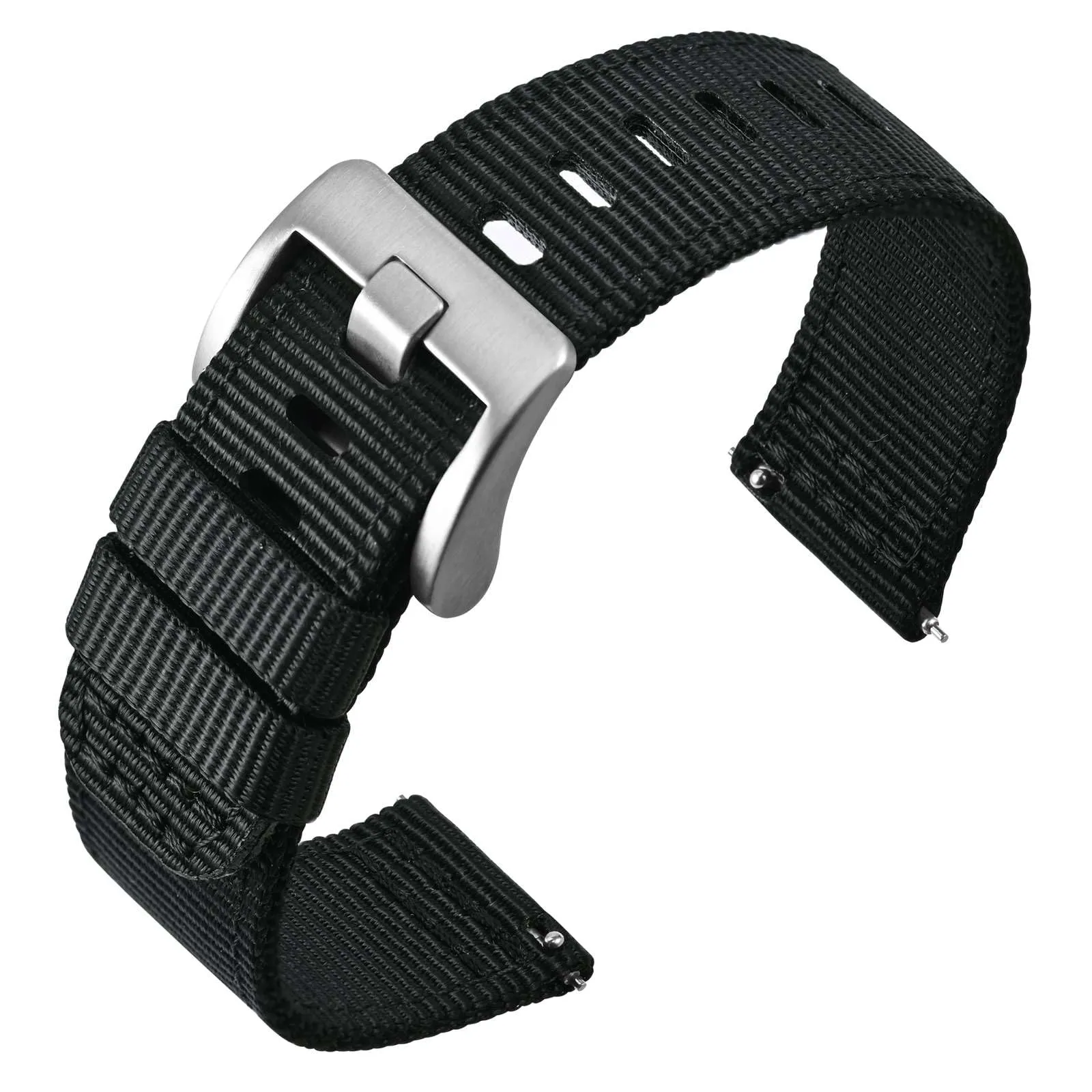 ANNEFIT Cinturino Orologio Nylon 18mm, Cinturini per Orologi Militari a Sgancio Rapido per Uomo Donna (Nero) - immagine 1