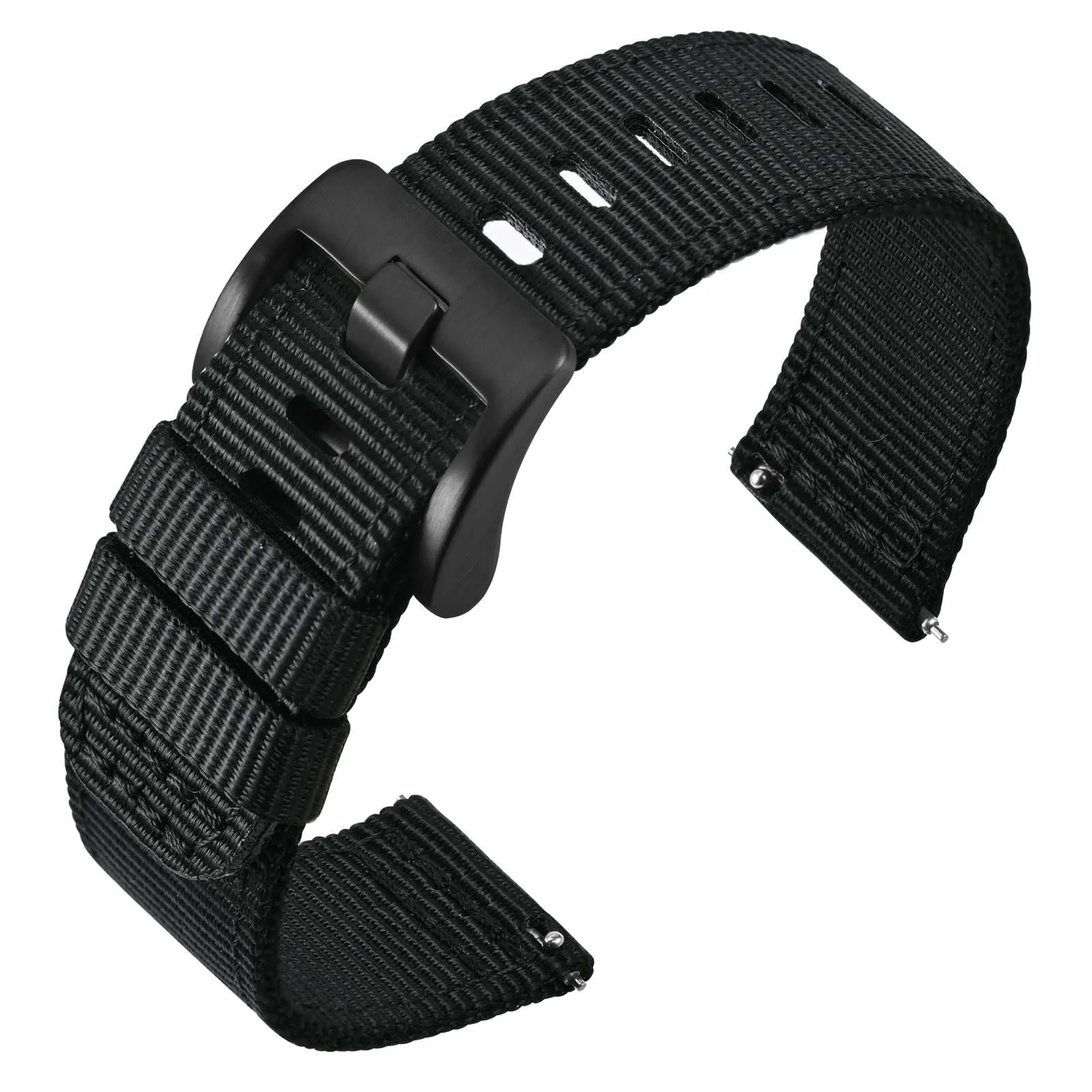 ANNEFIT Cinturino Orologio Nylon 18mm con Fibbia Nera, Cinturini per Orologi Militari a Sgancio Rapido per Uomo Donna (Nero) - immagine 1