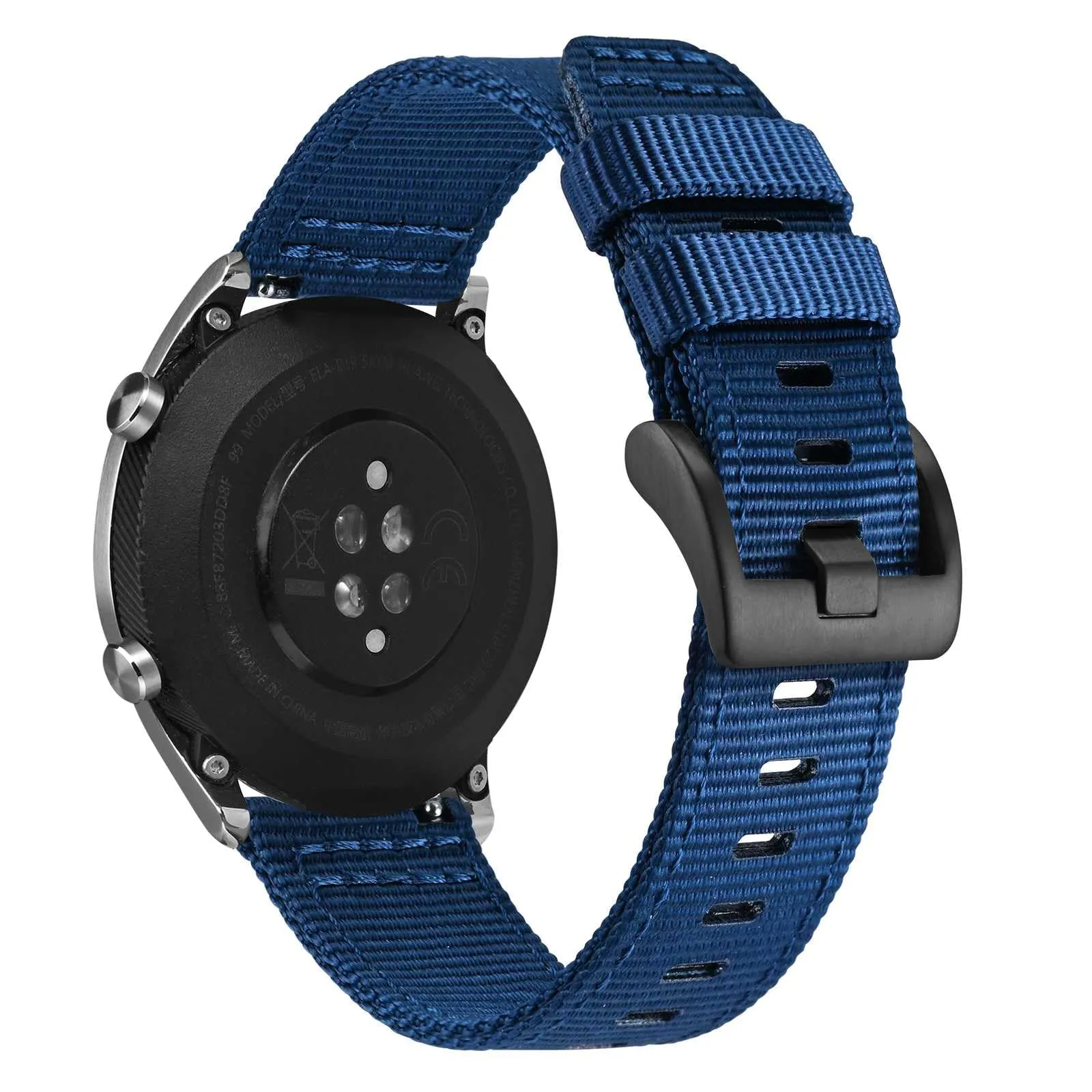 ANNEFIT Cinturino Orologio Nylon 22mm con Fibbia Nera, Cinturini per Orologi Militari a Sgancio Rapido per Uomo Donna (Blu) - immagine 8