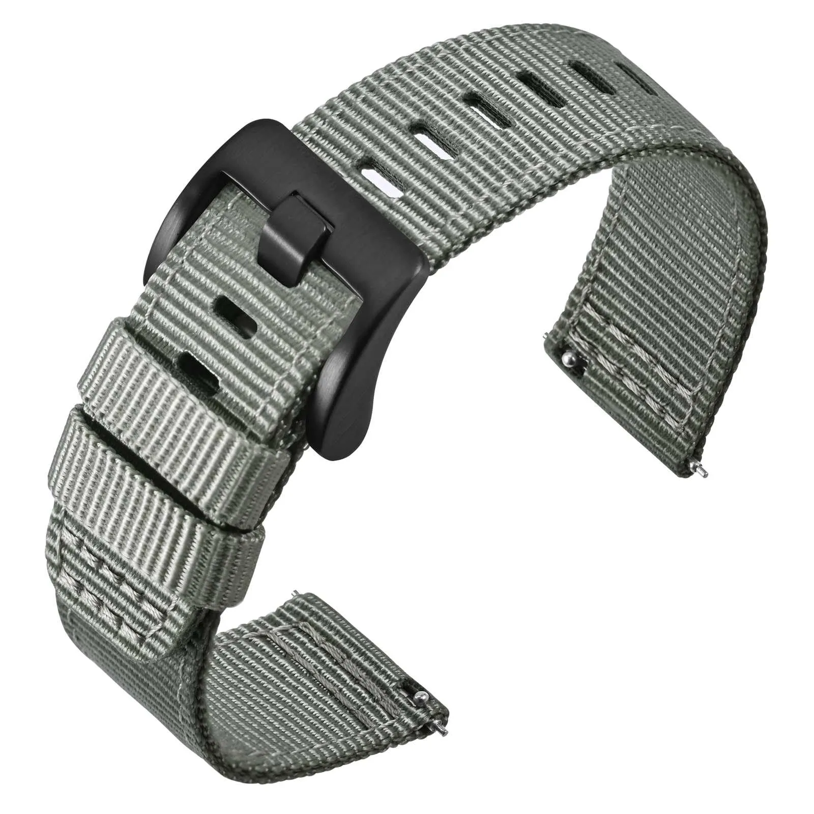 ANNEFIT Cinturino Orologio Nylon 20mm con Fibbia Nera, Cinturini per Orologi Militari a Sgancio Rapido per Uomo Donna (Grigio) - immagine 1
