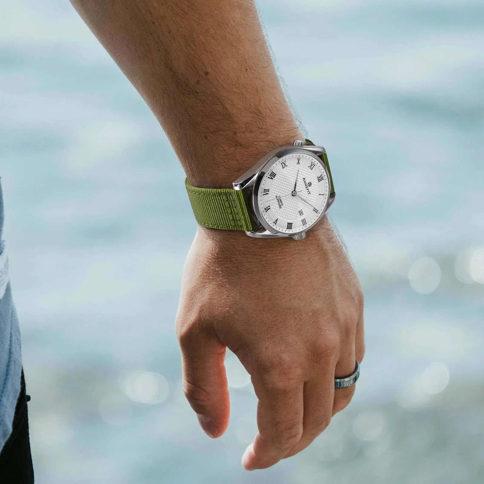ANNEFIT Cinturino Orologio Nylon 20mm, Cinturini per Orologi Militari a Sgancio Rapido per Uomo Donna (Verde) - immagine 6