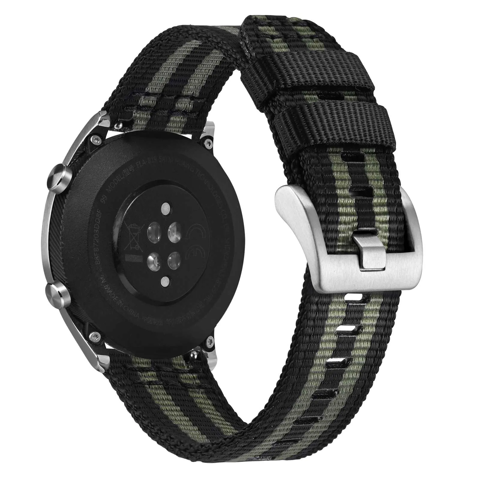 ANNEFIT Cinturino Orologio Nylon 19mm, Cinturini per Orologi Militari a Sgancio Rapido per Uomo Donna (Nero+Grigio) - immagine 8