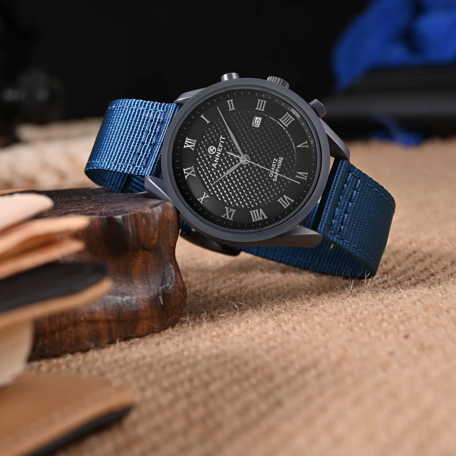 ANNEFIT Cinturino Orologio Nylon 24mm con Fibbia Nera, Cinturini per Orologi Militari a Sgancio Rapido per Uomo Donna (Blu) - immagine 7