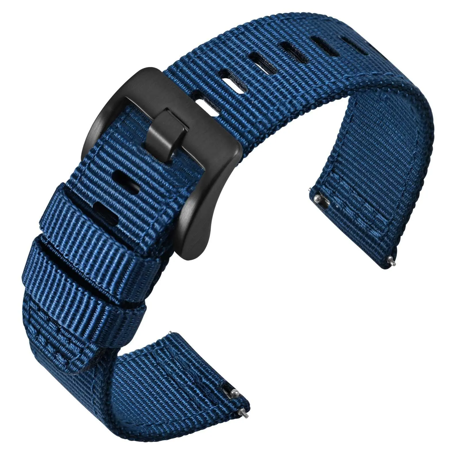 ANNEFIT Cinturino Orologio Nylon 19mm con Fibbia Nera, Cinturini per Orologi Militari a Sgancio Rapido per Uomo Donna (Blu) - immagine 1