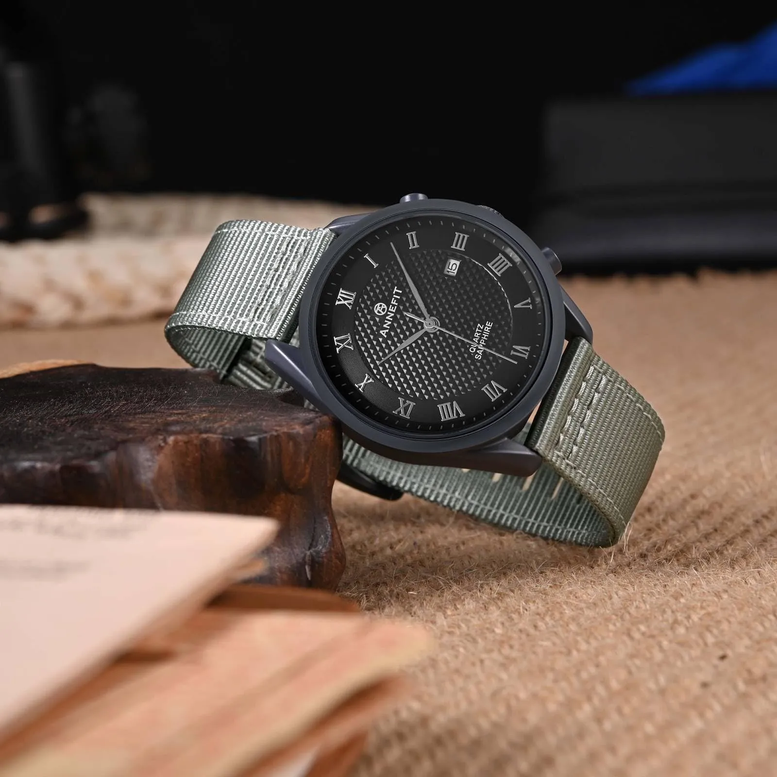 ANNEFIT Cinturino Orologio Nylon 24mm con Fibbia Nera, Cinturini per Orologi Militari a Sgancio Rapido per Uomo Donna (Grigio) - immagine 7