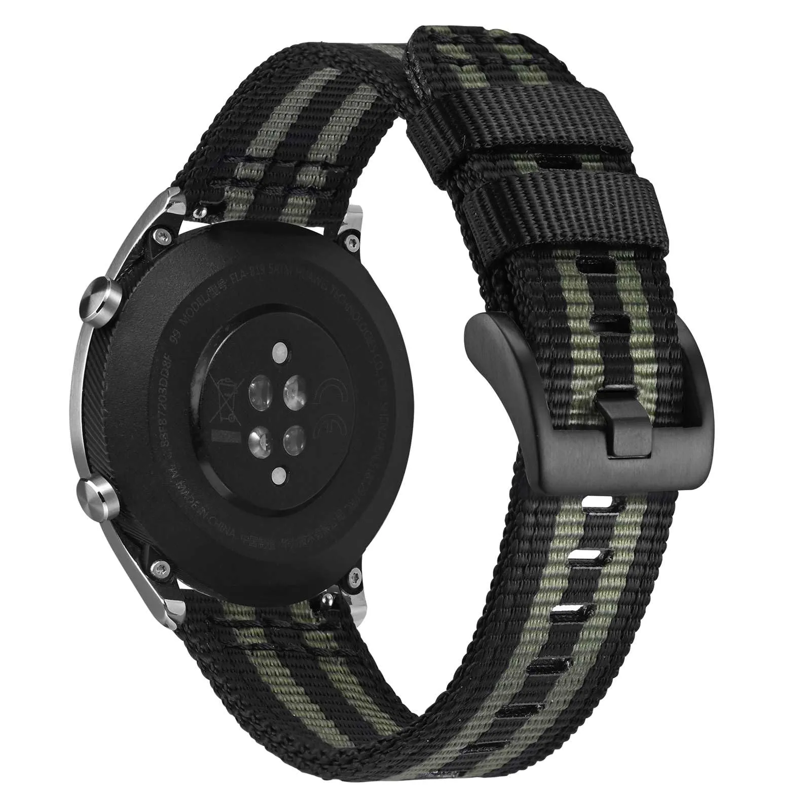 ANNEFIT Cinturino Orologio Nylon 19mm con Fibbia Nera, Cinturini per Orologi Militari a Sgancio Rapido per Uomo Donna (Nero+Grigio) - immagine 8