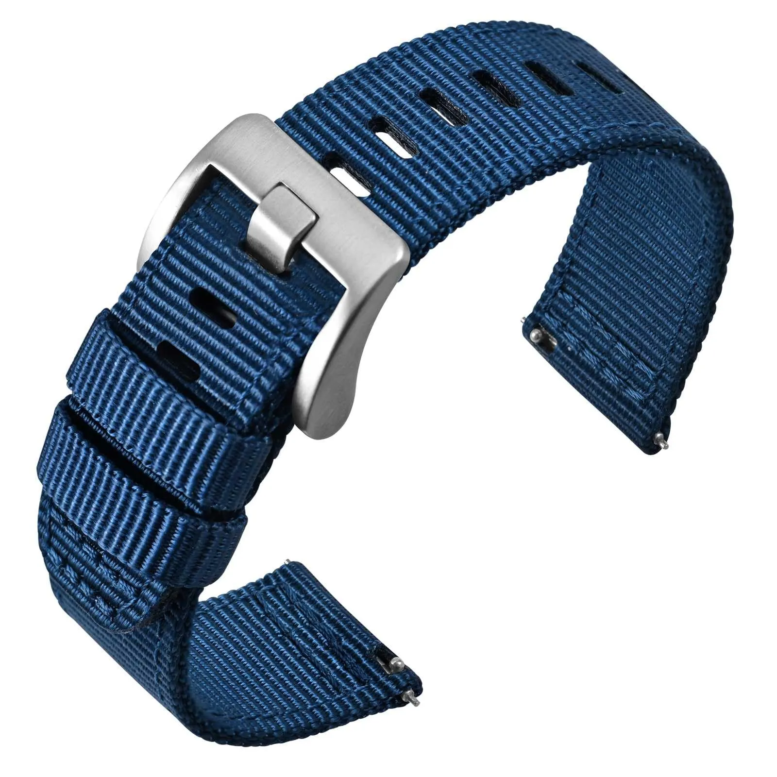 ANNEFIT Cinturino Orologio Nylon 24mm, Cinturini per Orologi Militari a Sgancio Rapido per Uomo Donna (Blu) - immagine 1