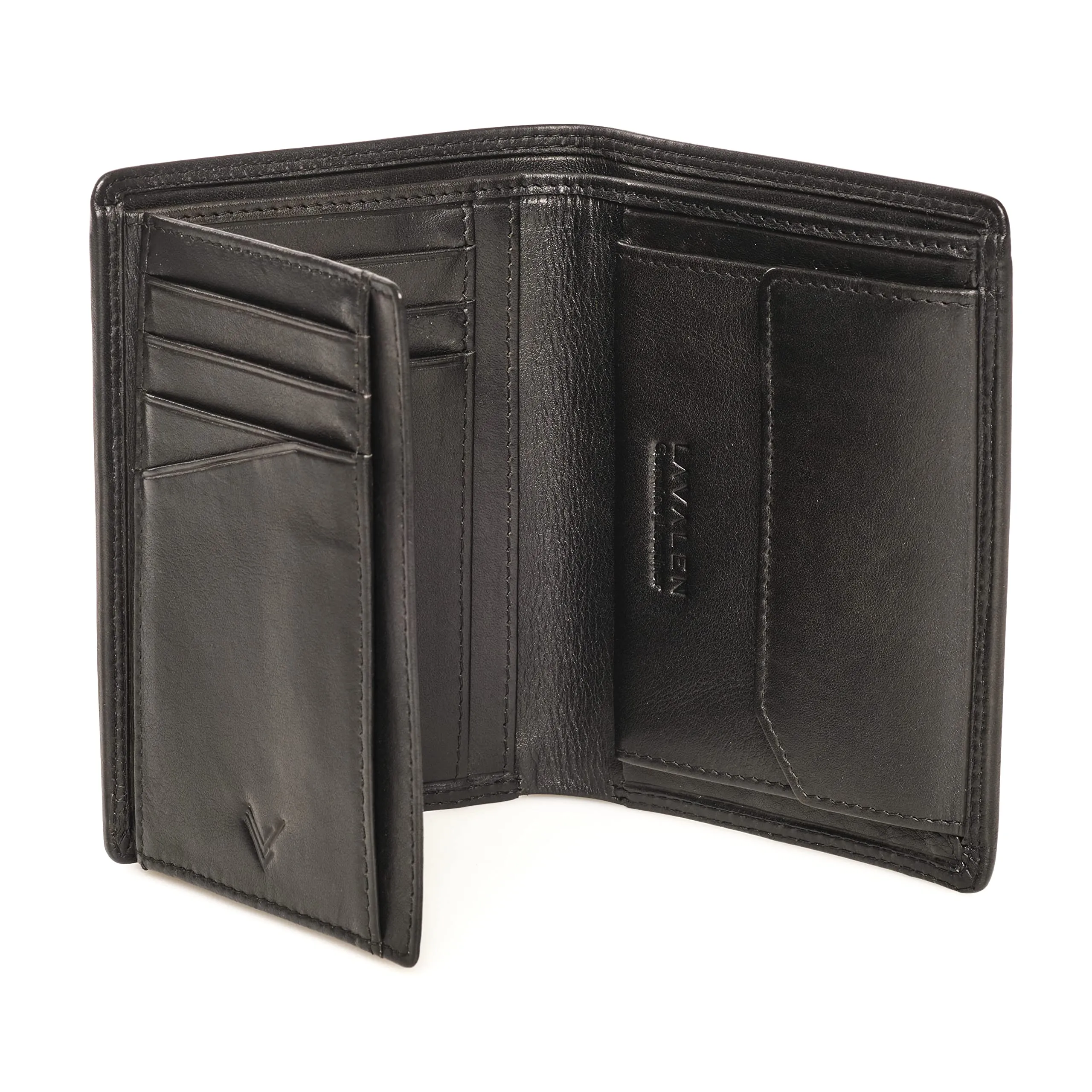 Portafoglio Verticale Uomo Slim Vera Pelle RFID Porta Carte Portamonete - immagine 1