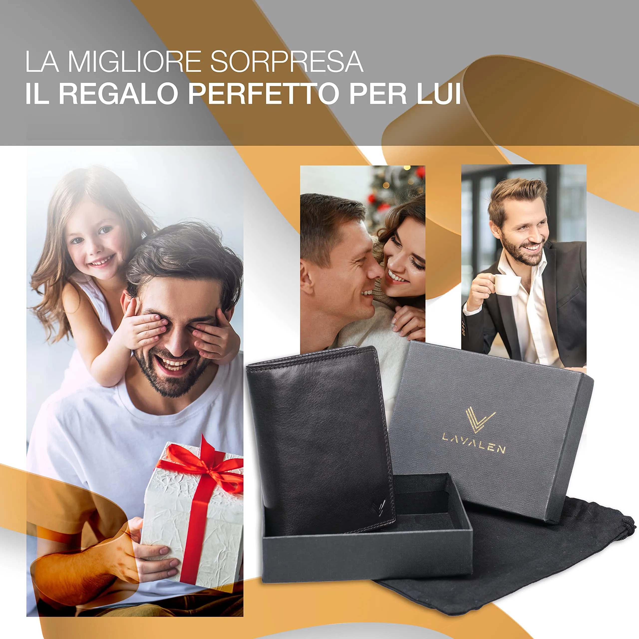 Portafoglio Verticale Uomo Slim Vera Pelle RFID Porta Carte Portamonete - immagine 8