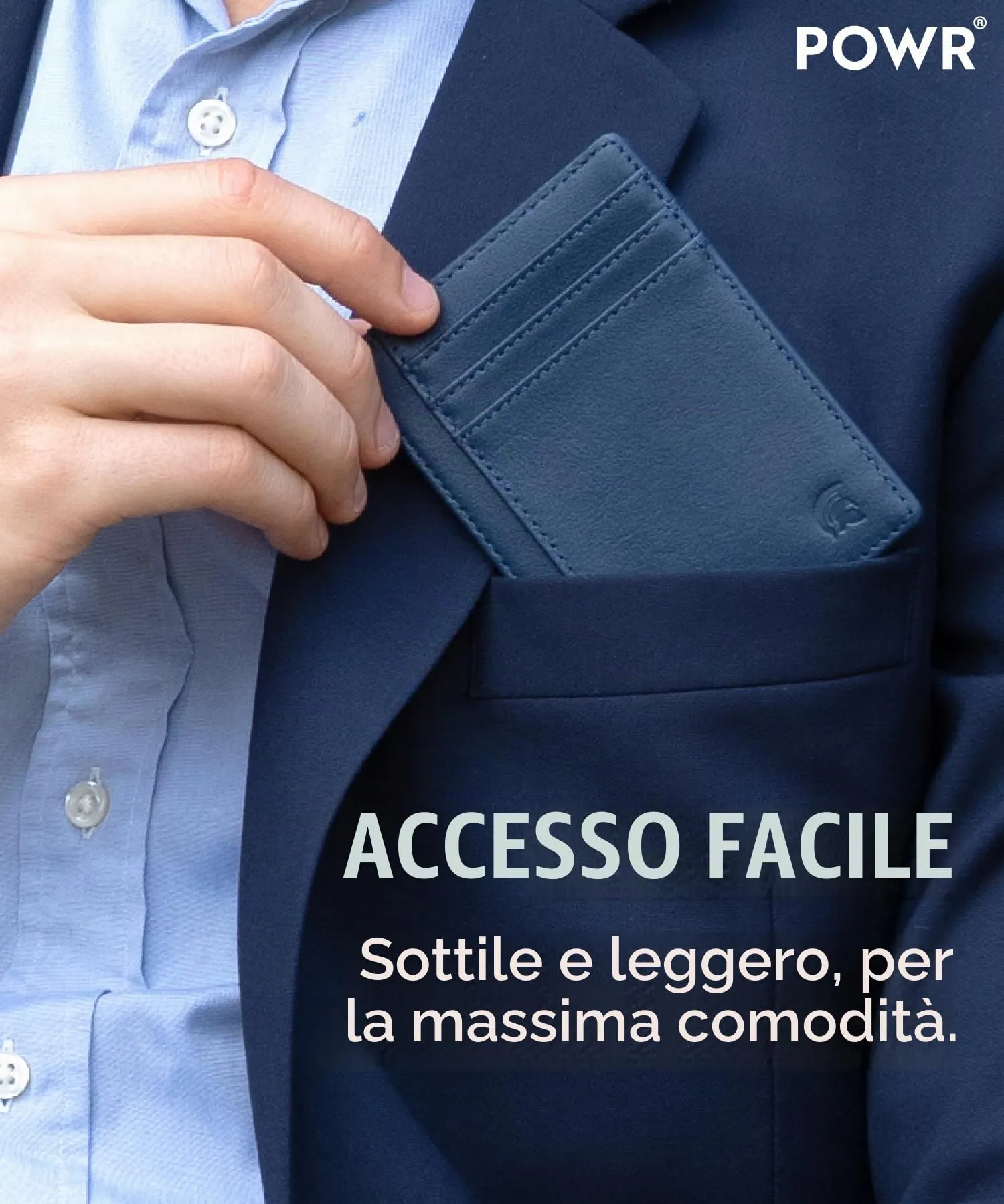 POWR Portafoglio Slim Blu, Blu - immagine 5