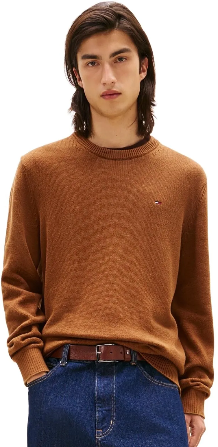 Tommy Jeans Uomo Pullover Sweater Slim Fit, Beige (Coastal Taupe), M - immagine 1