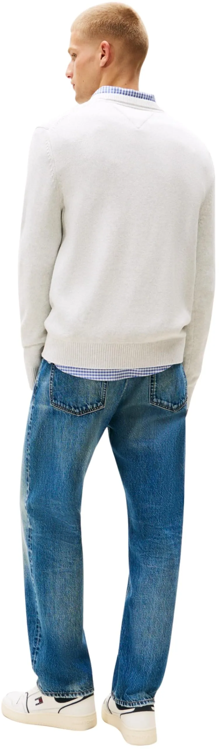 Tommy Jeans Uomo Pullover Sweater Slim Fit, Grigio (Lt Grey Htr), 4XL - immagine 2