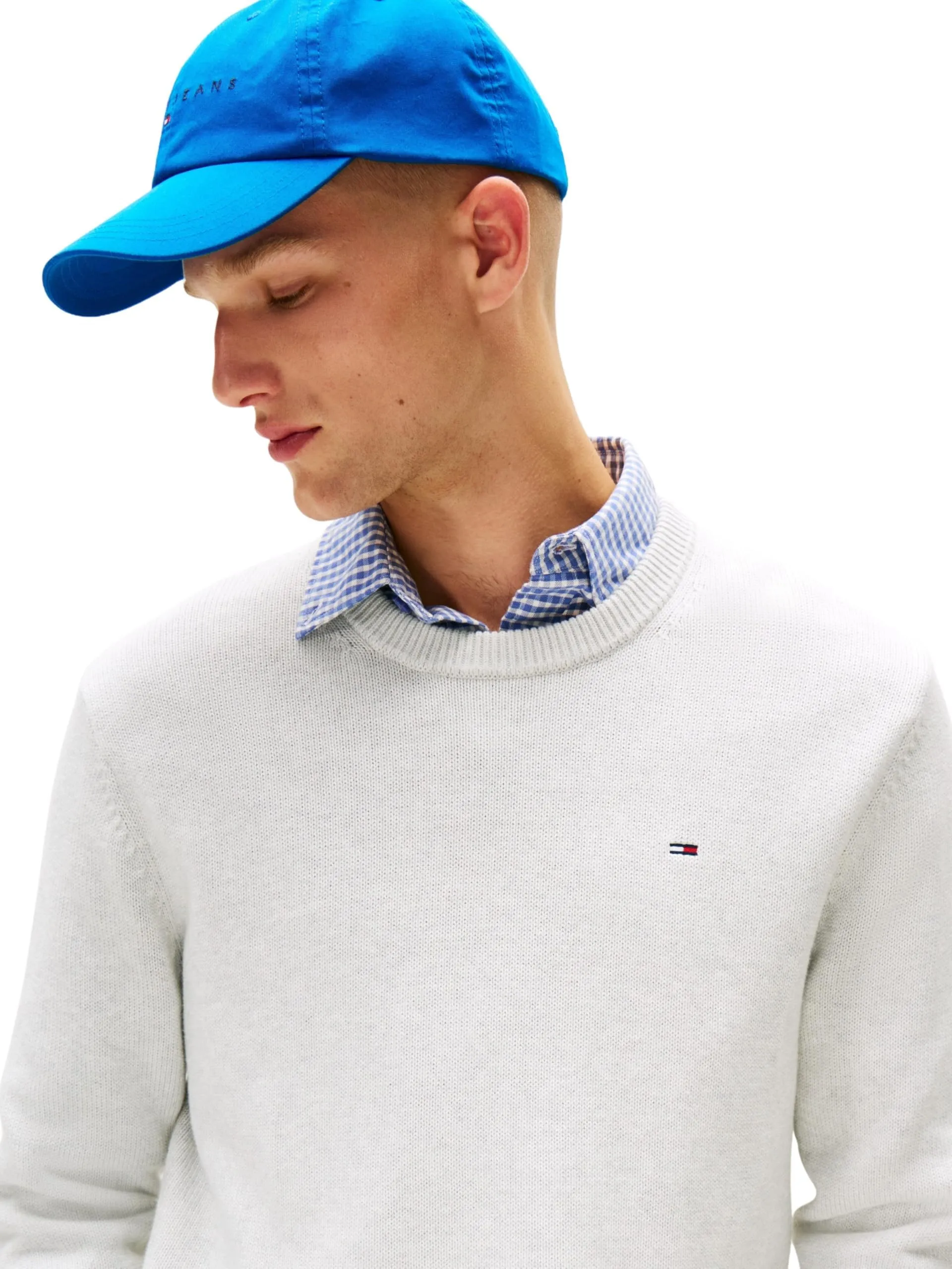 Tommy Jeans Uomo Pullover Sweater Slim Fit, Grigio (Lt Grey Htr), 4XL - immagine 4