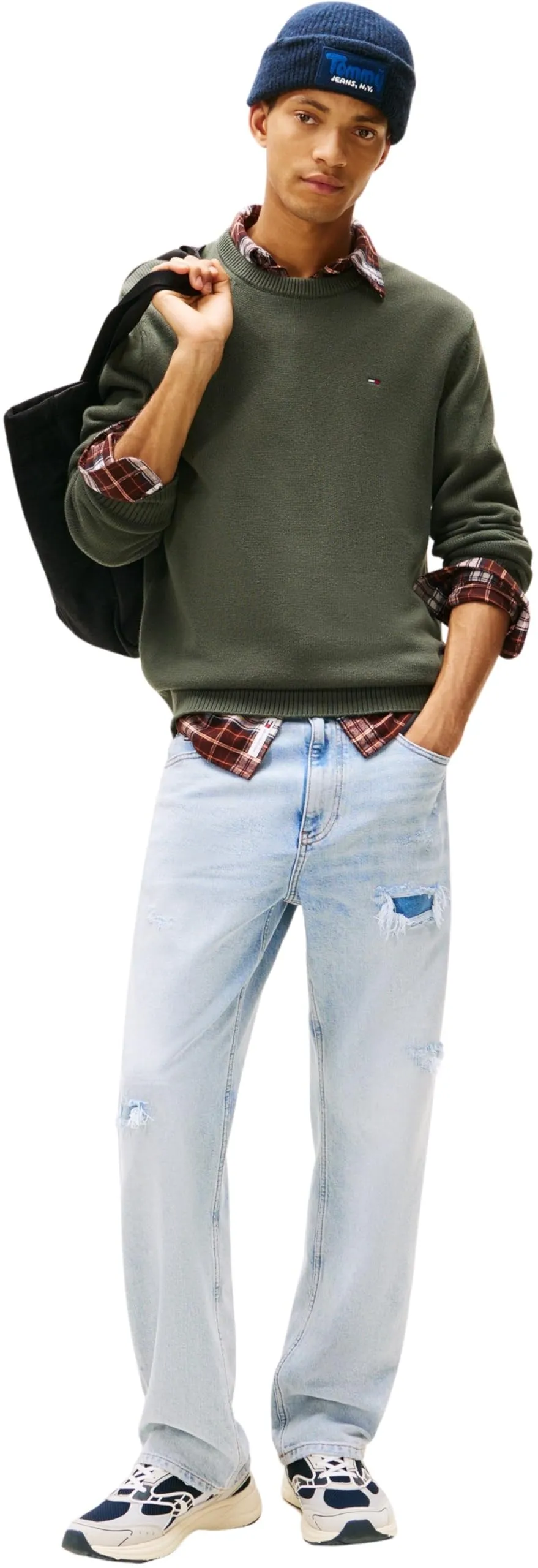 Tommy Jeans Uomo Pullover Sweater Slim Fit, Verde (Pewter Green), XL - immagine 4