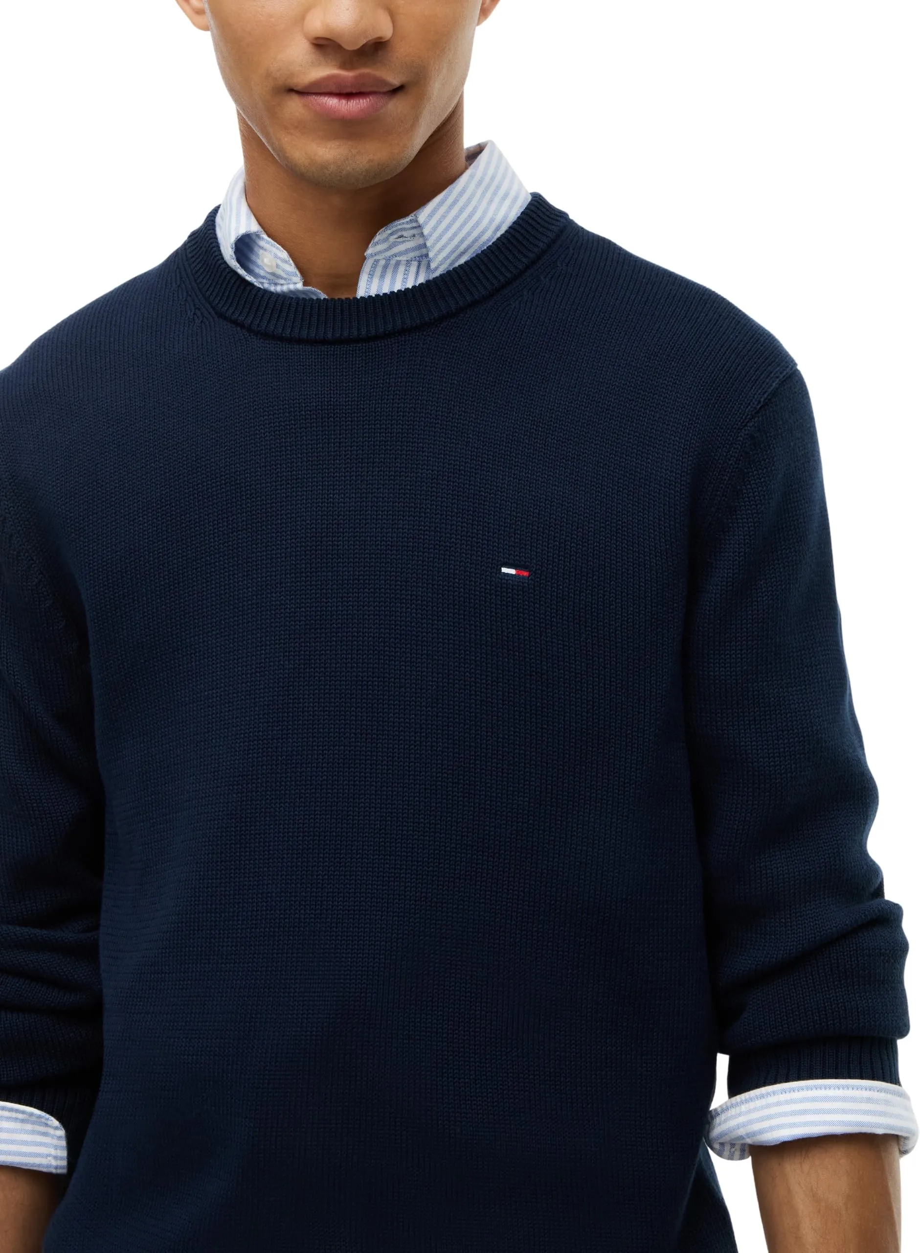 Tommy Jeans Uomo Pullover Sweater Slim Fit, Blu (Dark Night Navy), L - immagine 3