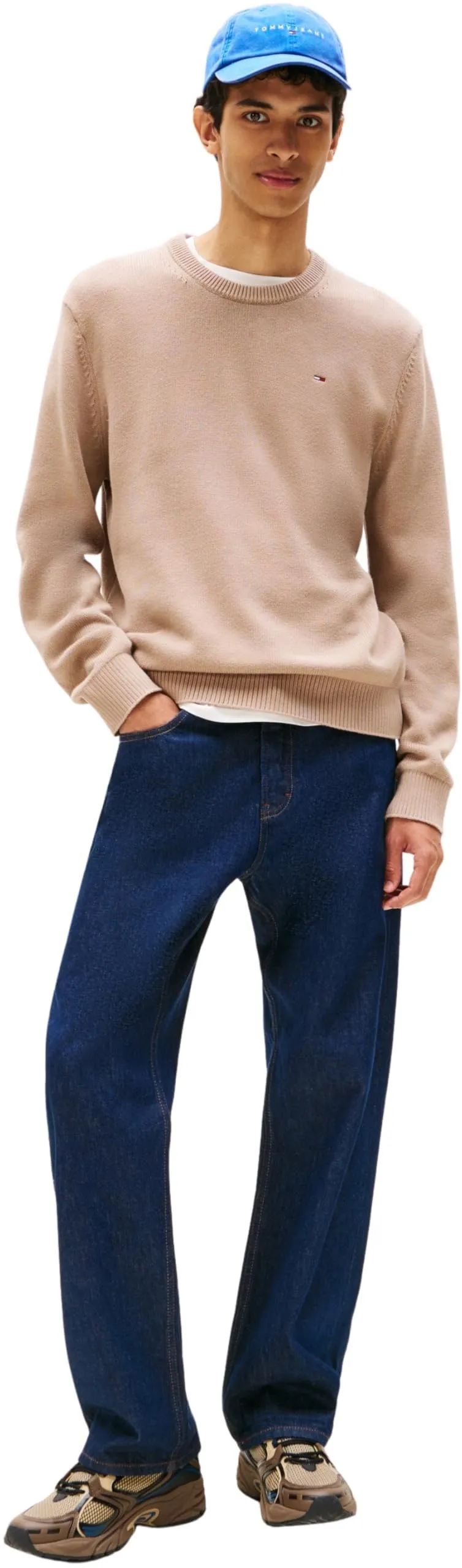 Tommy Jeans Uomo Pullover Sweater Slim Fit, Beige (Pecan Nut), 3XL - immagine 4