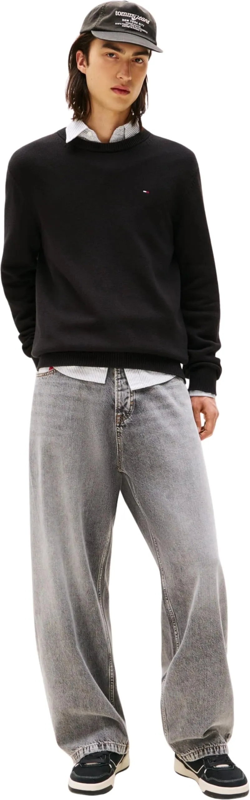 Tommy Jeans Uomo Pullover Sweater Slim Fit, Nero (Black), XS - immagine 5