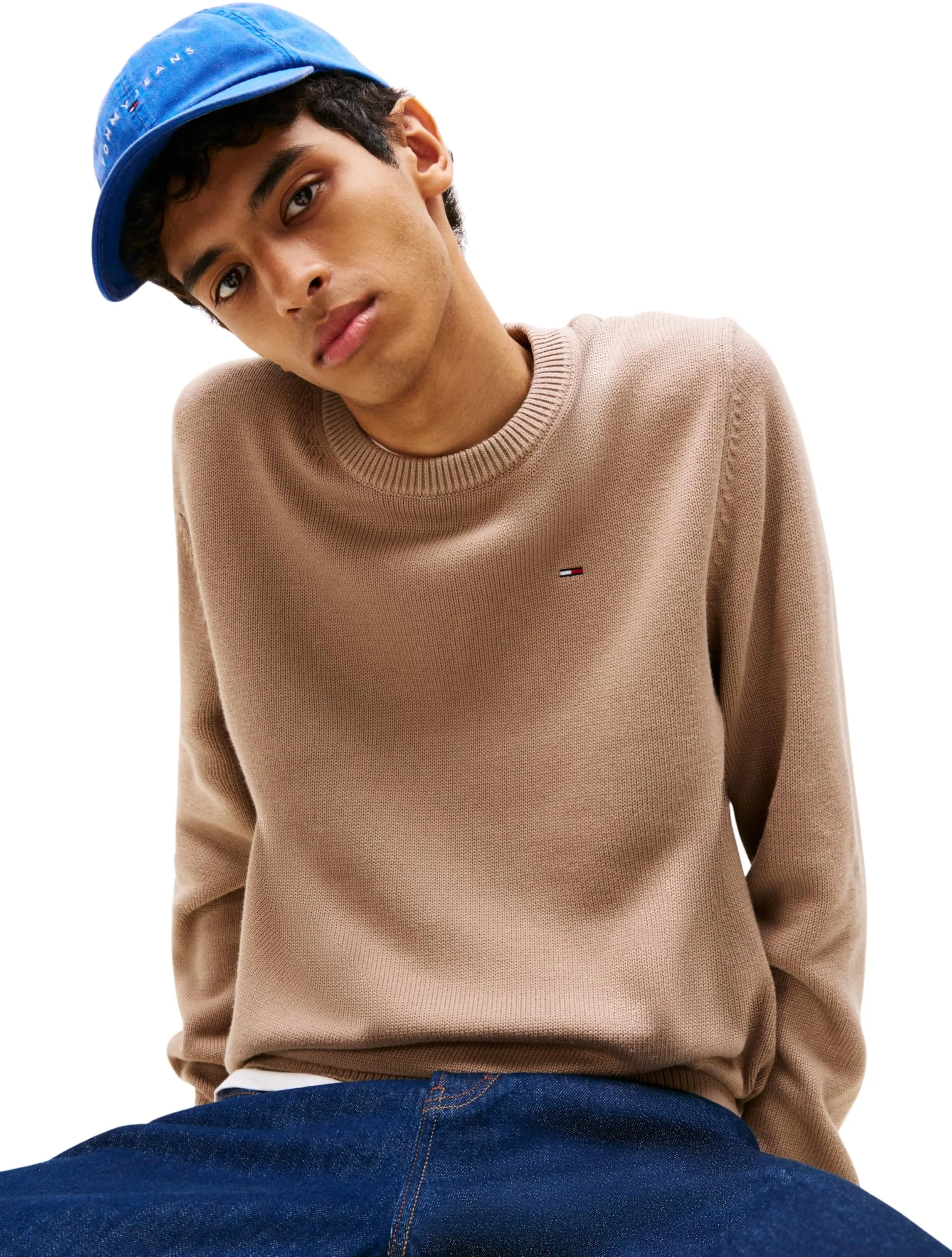 Tommy Jeans Uomo Pullover Sweater Slim Fit, Beige (Pecan Nut), XXL - immagine 3