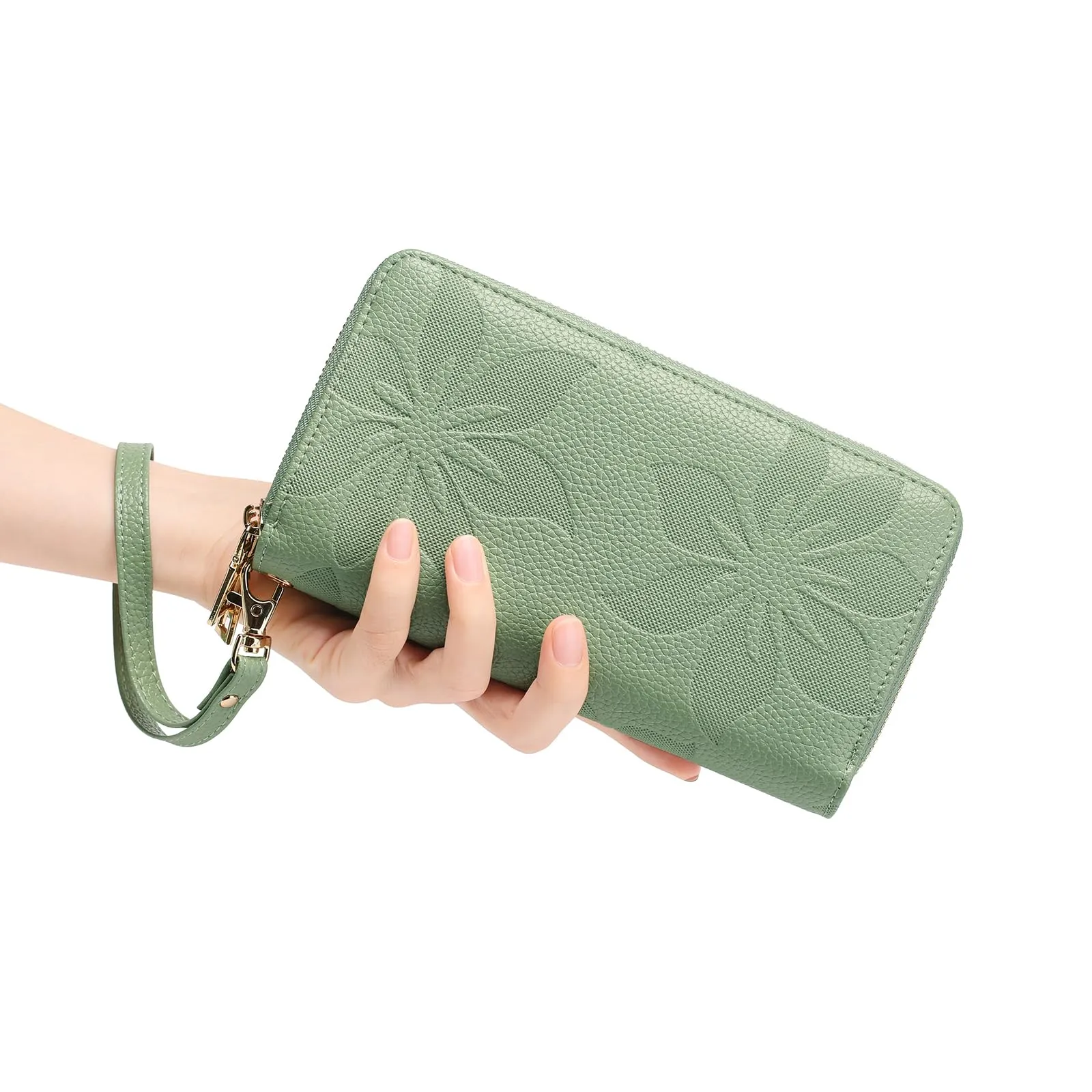 GOIACII Portafoglio Donna Grande Capacità Doppia Cerniera Porta Carta di Credito Portafogli da Donna in Pelle con Blocco RFID Telefono Wristlet - immagine 2