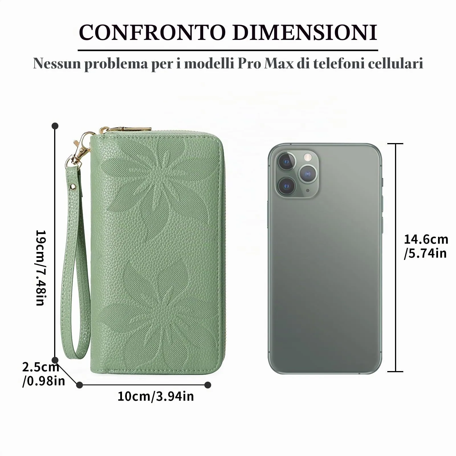 GOIACII Portafoglio Donna Grande Capacità Doppia Cerniera Porta Carta di Credito Portafogli da Donna in Pelle con Blocco RFID Telefono Wristlet - immagine 7
