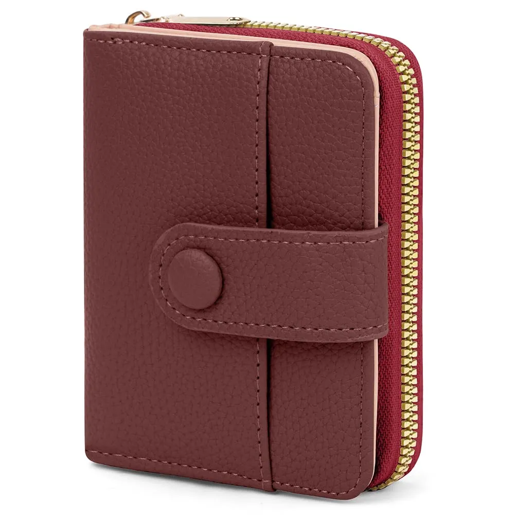 Adiwo Portafoglio da Donna, Pelle Portafoglio Portamonete con Cerniera, Piccolo Portafogli in Pelle Sintetica con Scomparto per Monete, Blocco RFID e Molti Altri Scomparti(Rosso) - immagine 8