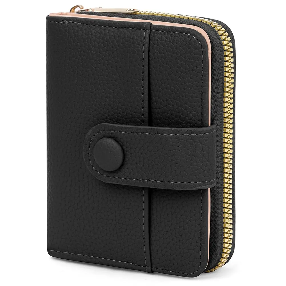 Adiwo Portafoglio da Donna, Pelle Portafoglio Portamonete con Cerniera, Piccolo Portafogli in Pelle Sintetica con Scomparto per Monete, Blocco RFID e Molti Altri Scomparti(Nero) - immagine 8