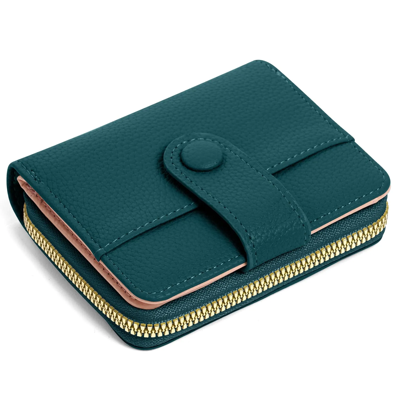 Adiwo Portafoglio da Donna, Pelle Portafoglio Portamonete con Cerniera, Piccolo Portafogli in Pelle Sintetica con Scomparto per Monete, Blocco RFID e Molti Altri Scomparti(Blu Scuro) - immagine 1