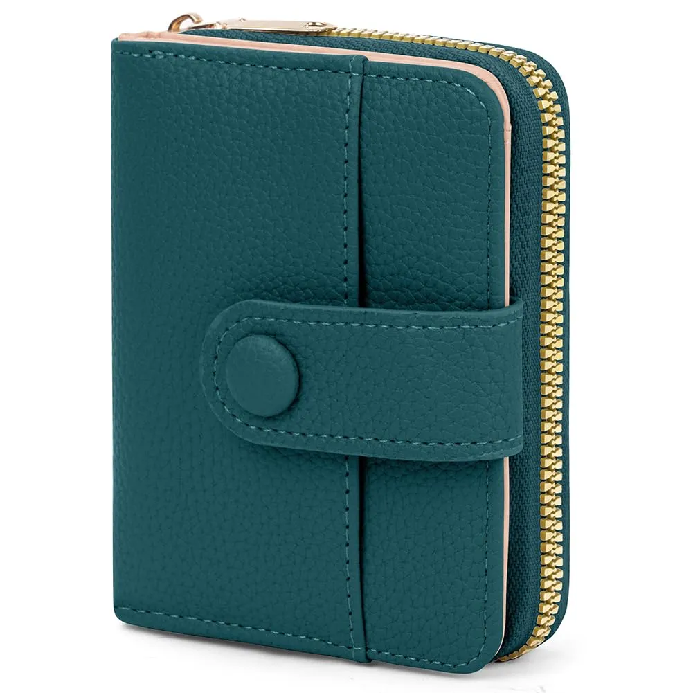 Adiwo Portafoglio da Donna, Pelle Portafoglio Portamonete con Cerniera, Piccolo Portafogli in Pelle Sintetica con Scomparto per Monete, Blocco RFID e Molti Altri Scomparti(Blu Scuro) - immagine 8