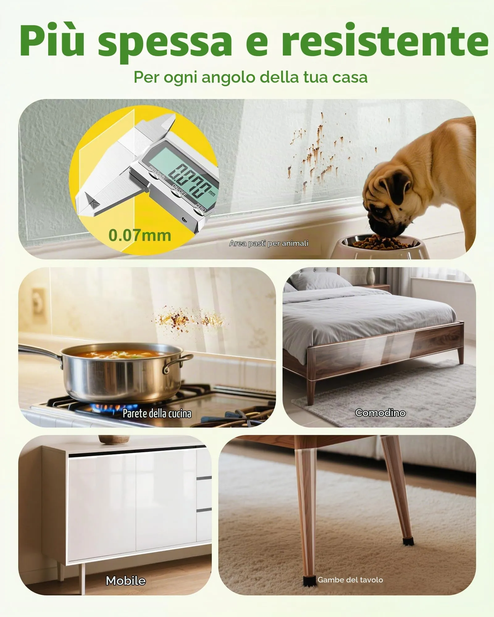 Gimars Protezione Divano Graffi Gatto 30cm x 5m – Nastro Adesivo Antigraffio Gatto Divano Trasparente per Poltrona, Porta e Parete – Protezione Artigli per Gatti e Cani - immagine 5