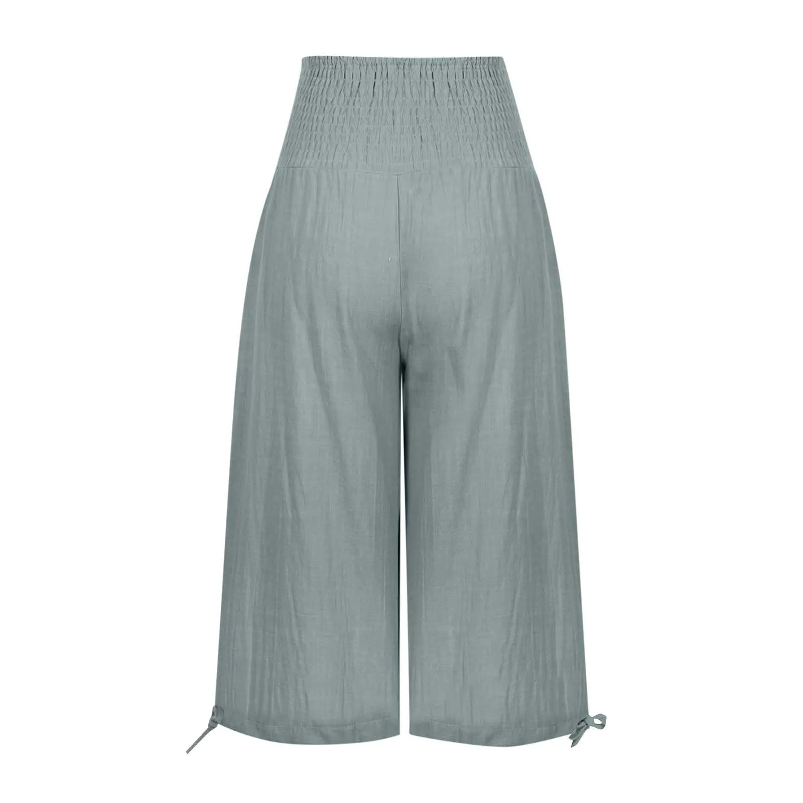 Pantaloni Capri Donna Estivi Curvy Bermuda Cotone E Lino Leggeri Da Donna Pinocchietti Capri Sportivi Casual Pantaloni Cropped Di Lino Spiaggia Pantalone Al Ginocchio Da Corsa Pants Eleganti Baggy - immagine 4