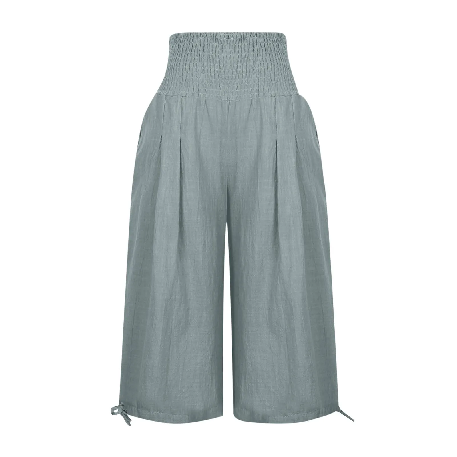 Pantaloni Capri Donna Estivi Curvy Bermuda Cotone E Lino Leggeri Da Donna Pinocchietti Capri Sportivi Casual Pantaloni Cropped Di Lino Spiaggia Pantalone Al Ginocchio Da Corsa Pants Eleganti Baggy - immagine 5