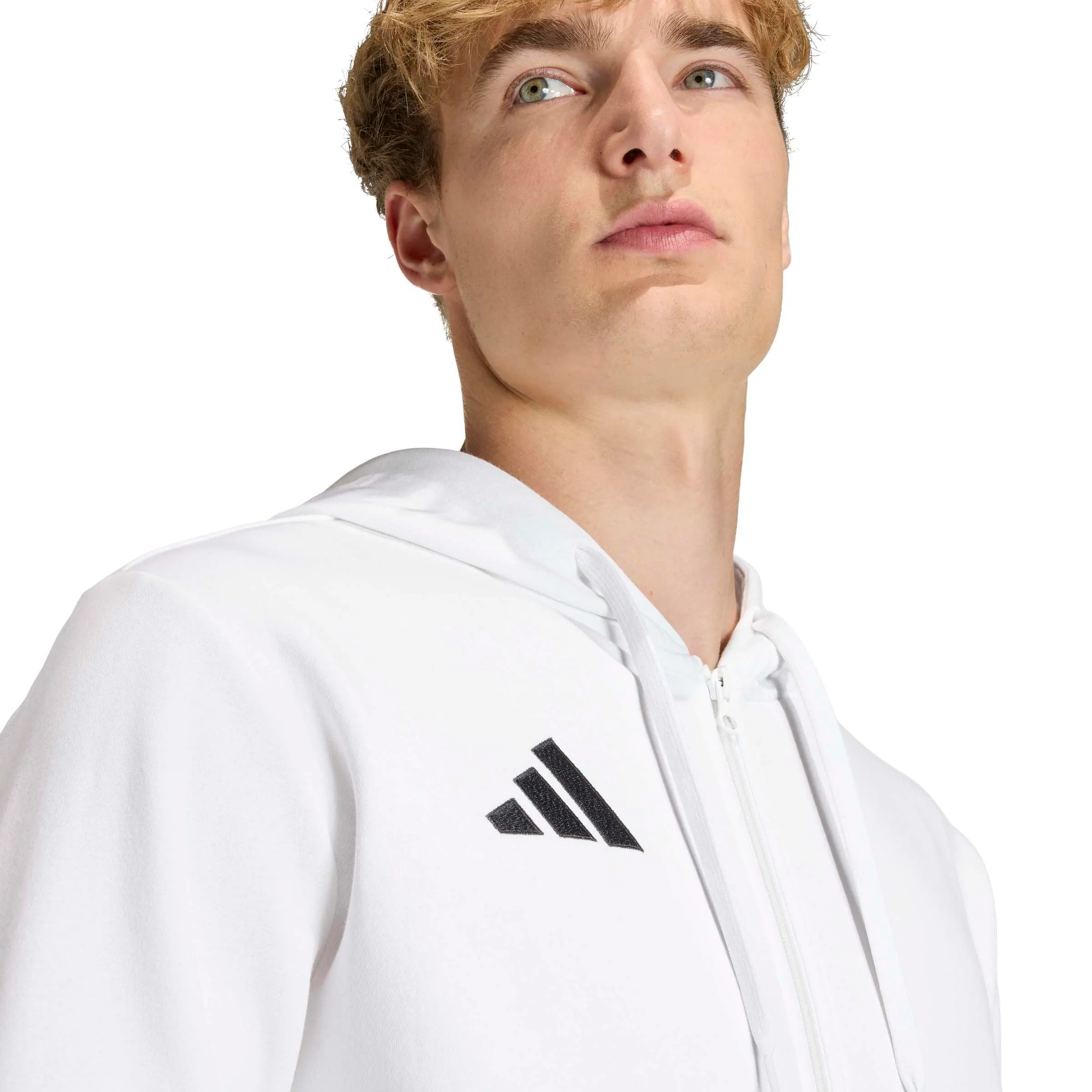 adidas Uomo Entrada26 Full Zip Hoodie Sweatshirt, White/Black, S - immagine 5