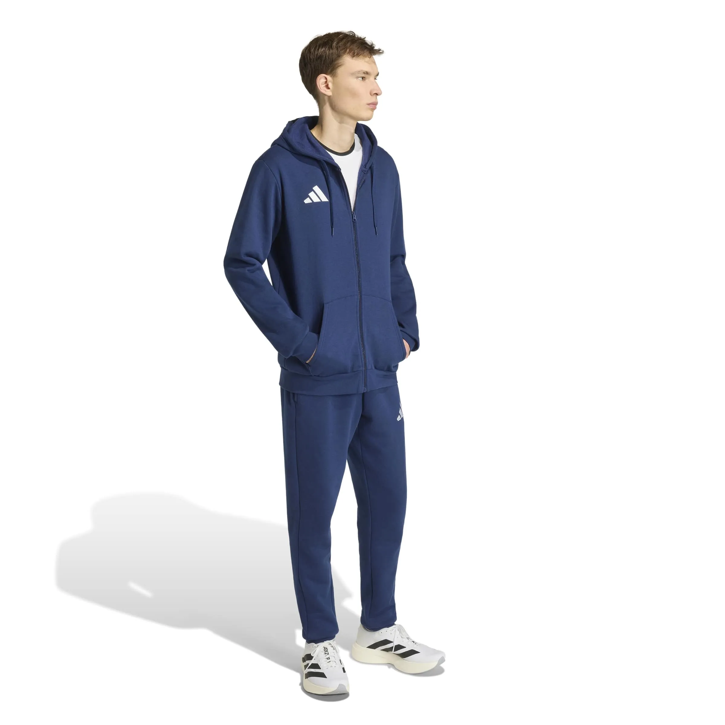 adidas Uomo Entrada26 Full Zip Hoodie Sweatshirt, Team Navy Blue 2/White, L - immagine 2
