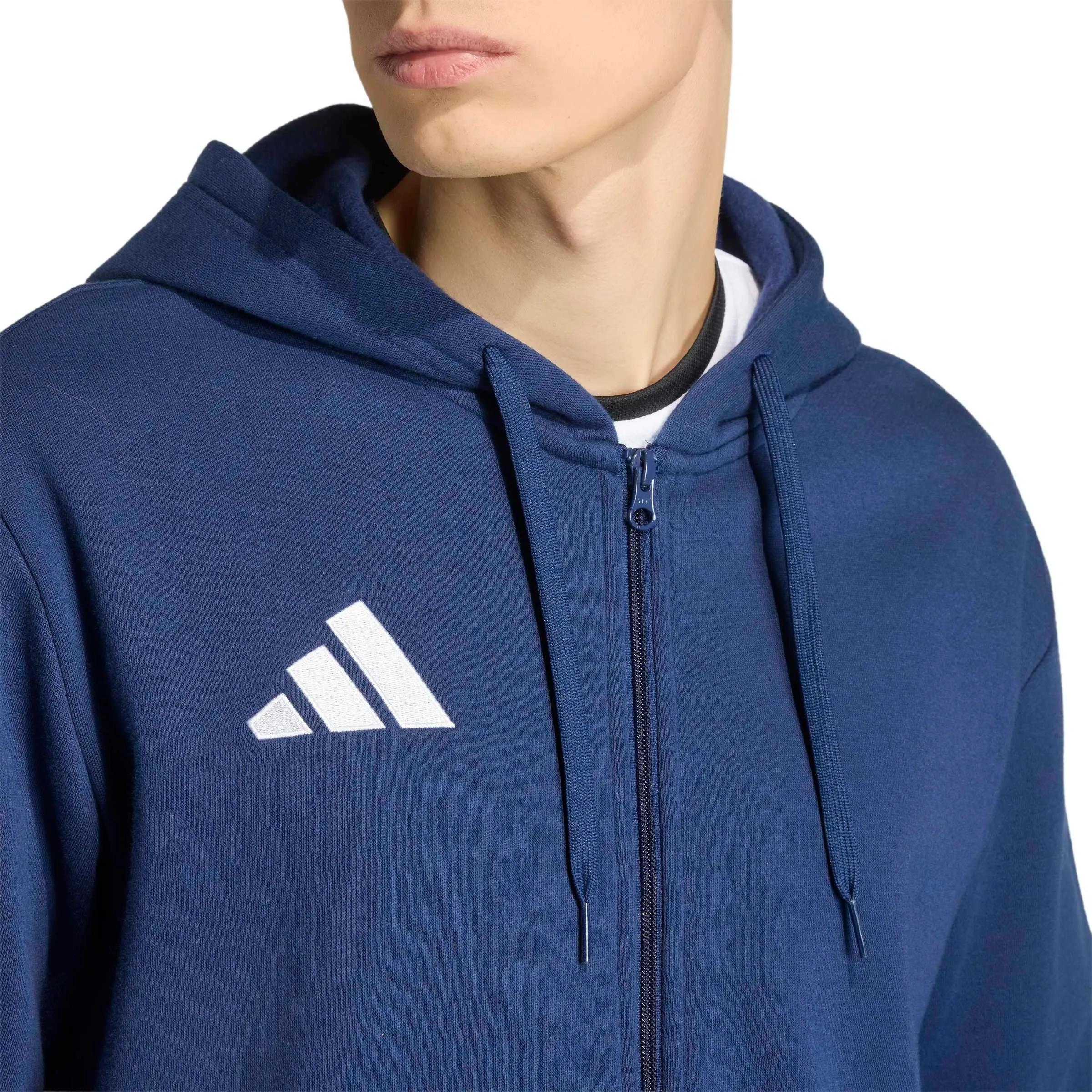 adidas Uomo Entrada26 Full Zip Hoodie Sweatshirt, Team Navy Blue 2/White, L - immagine 7