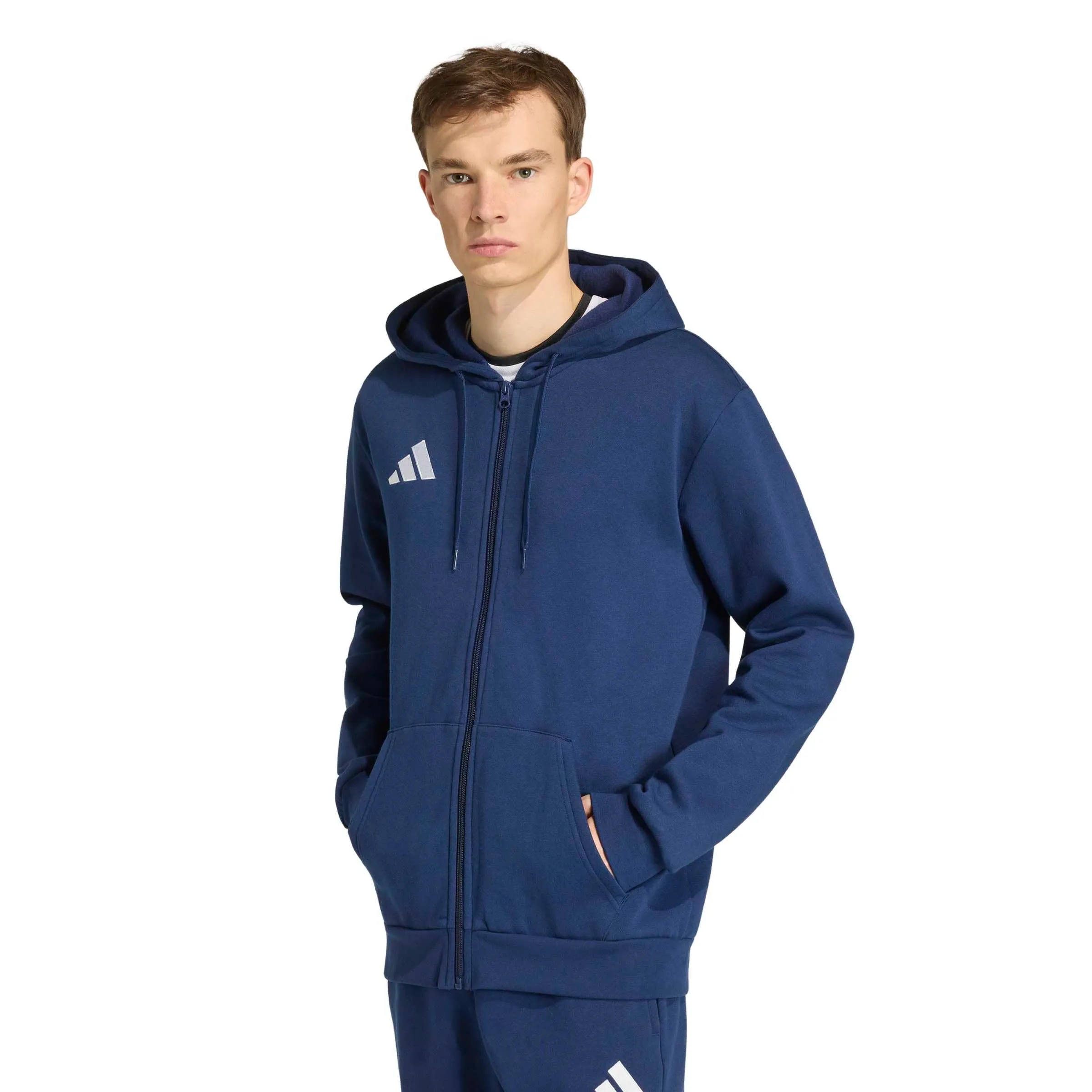 adidas Uomo Entrada26 Full Zip Hoodie Sweatshirt, Team Navy Blue 2/White, 3XL - immagine 1