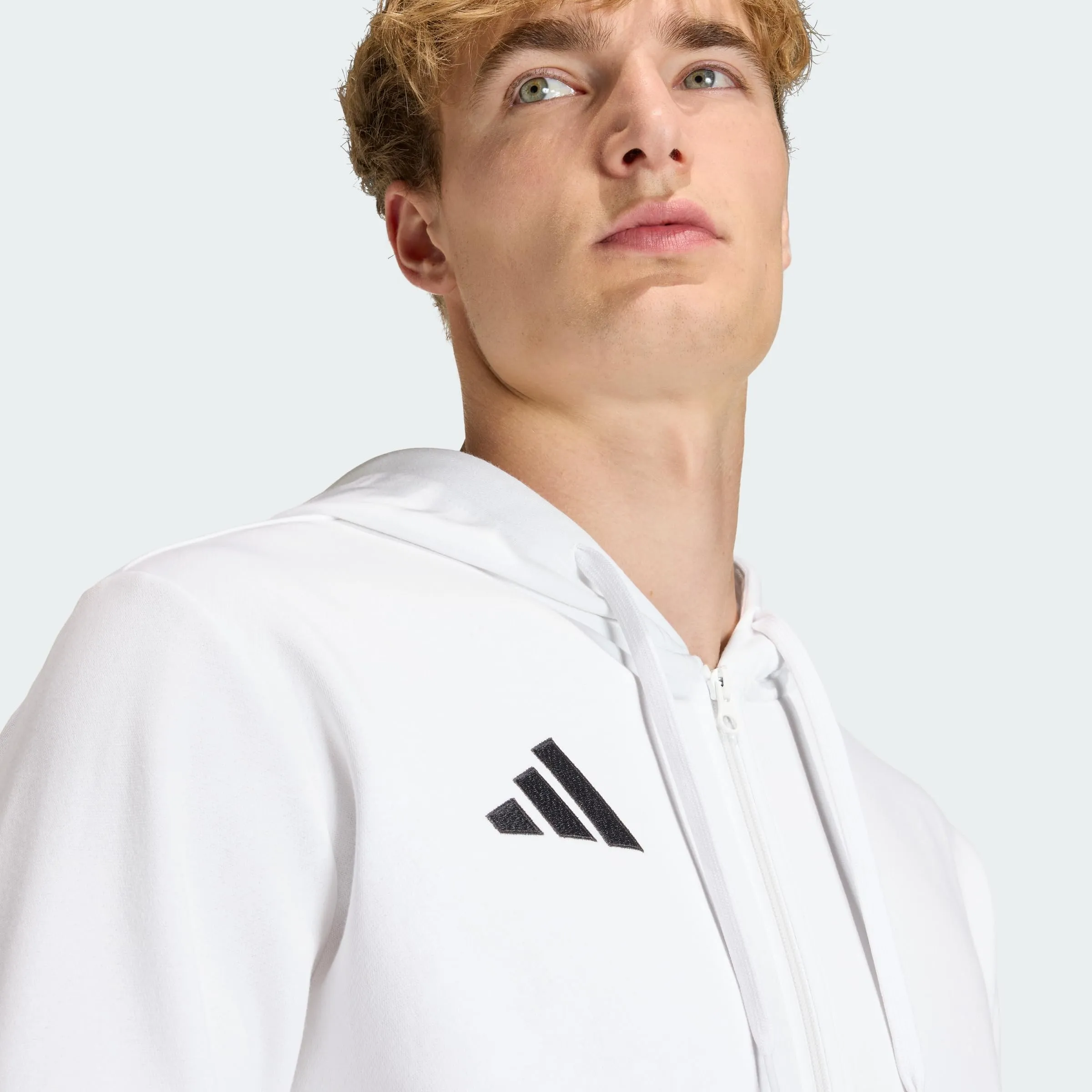 adidas Uomo Entrada26 Full Zip Hoodie Sweatshirt, White/Black, L - immagine 3
