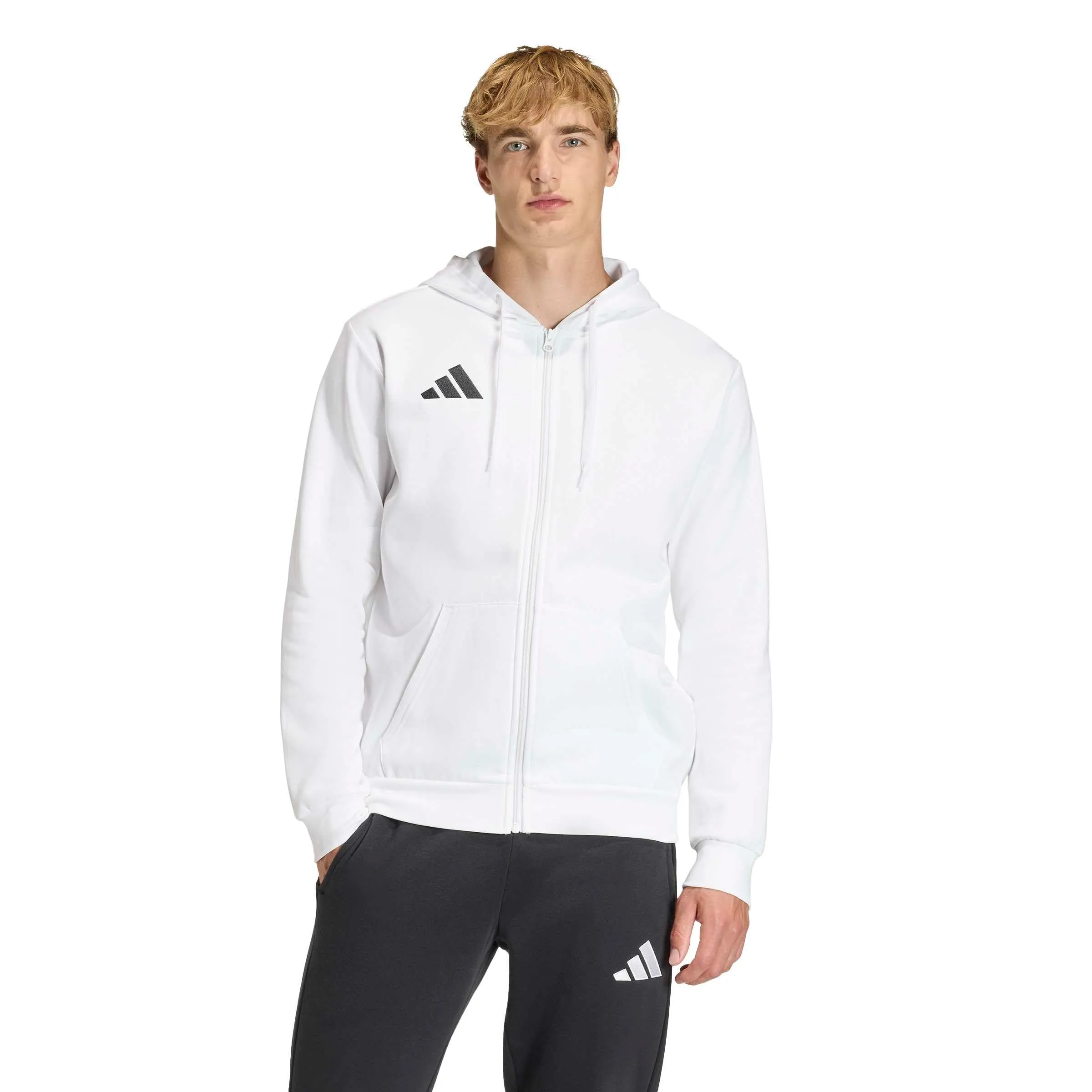 adidas Uomo Entrada26 Full Zip Hoodie Sweatshirt, White/Black, XL - immagine 4
