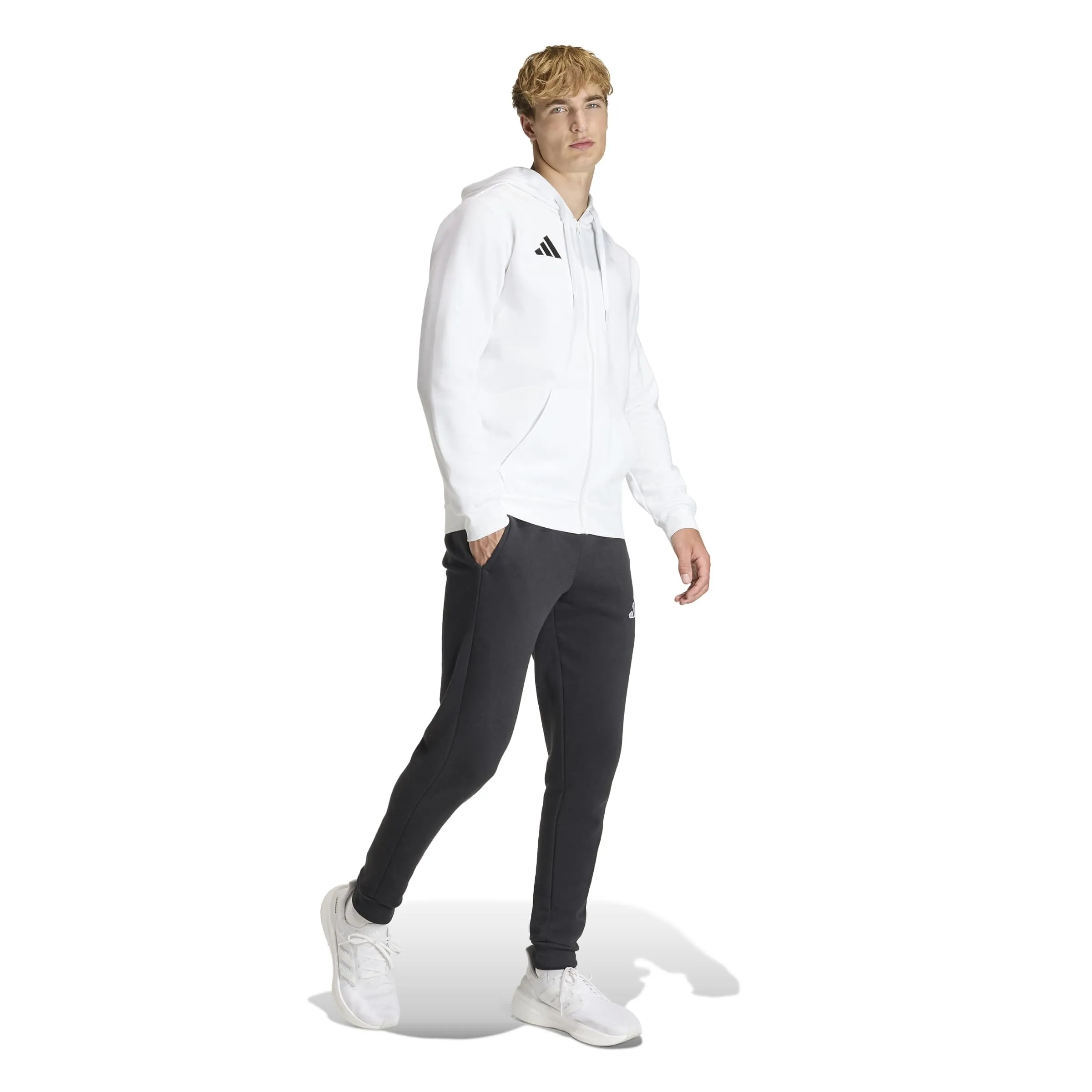 adidas Uomo Entrada26 Full Zip Hoodie Sweatshirt, White/Black, 3XL - immagine 7
