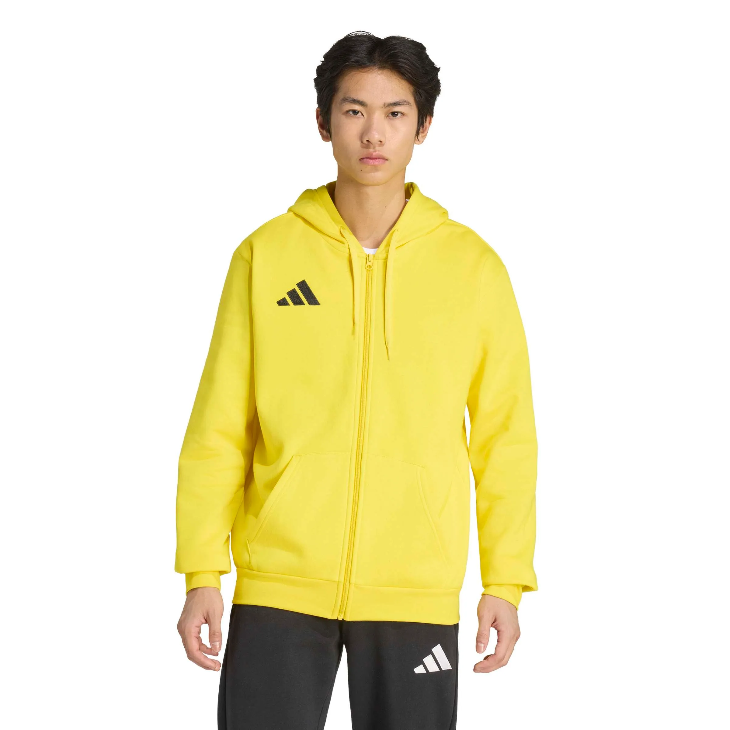 adidas Uomo Entrada26 Full Zip Hoodie Sweatshirt, Team Yellow/Black, M - immagine 4