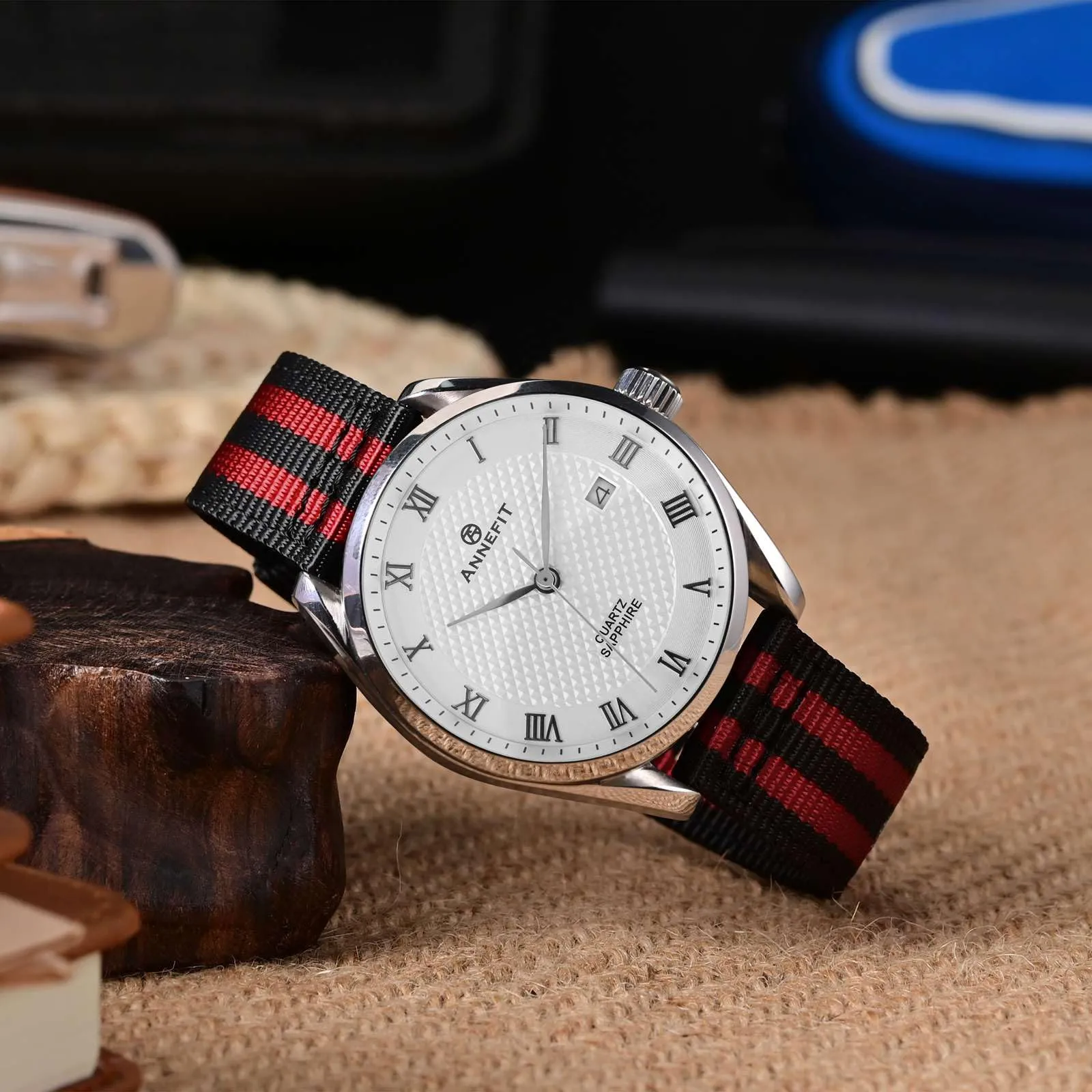 ANNEFIT Cinturino Orologio Nylon 20mm, Cinturini per Orologi Militari a Sgancio Rapido per Uomo Donna (Nero/Rosso) - immagine 7