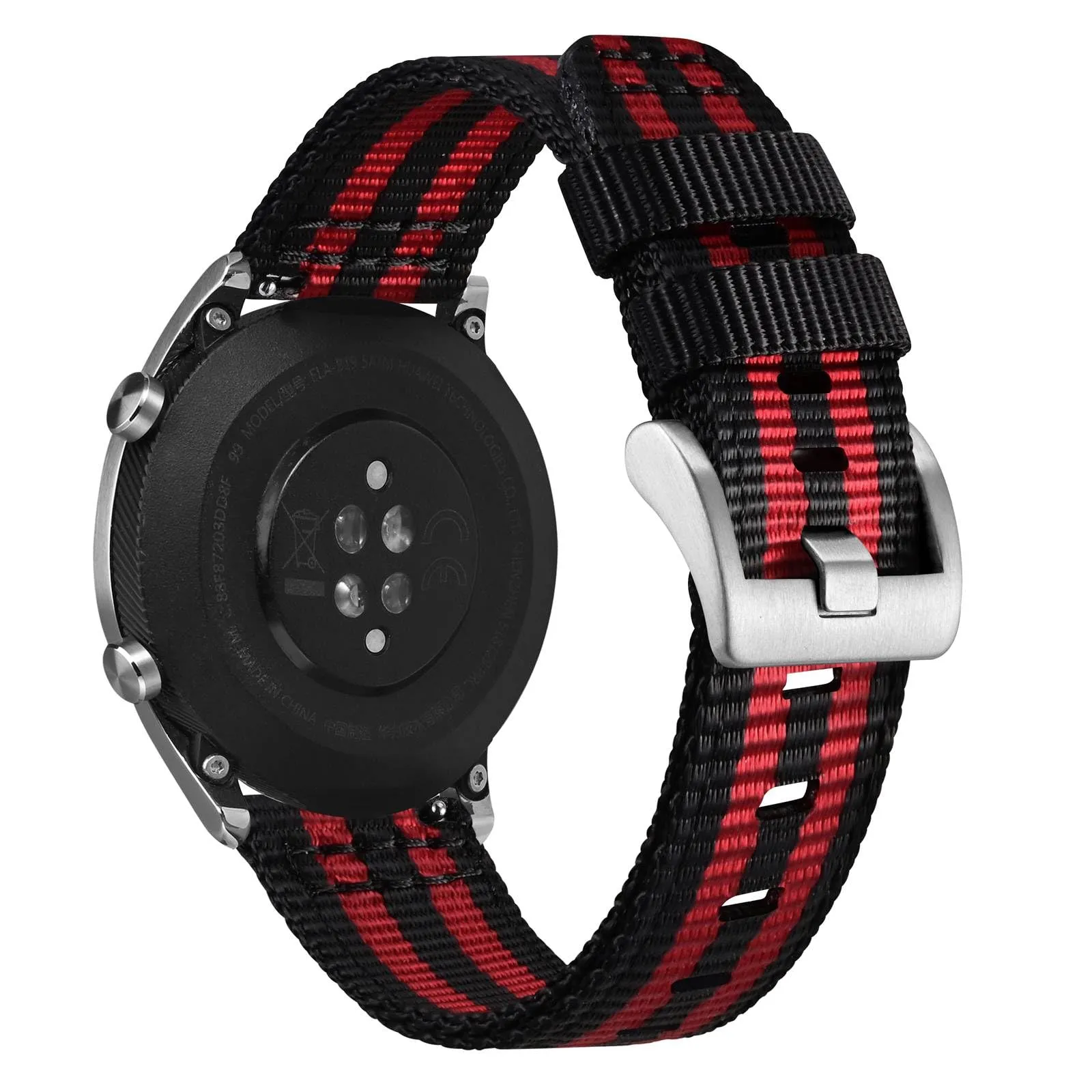 ANNEFIT Cinturino Orologio Nylon 20mm, Cinturini per Orologi Militari a Sgancio Rapido per Uomo Donna (Nero/Rosso) - immagine 8
