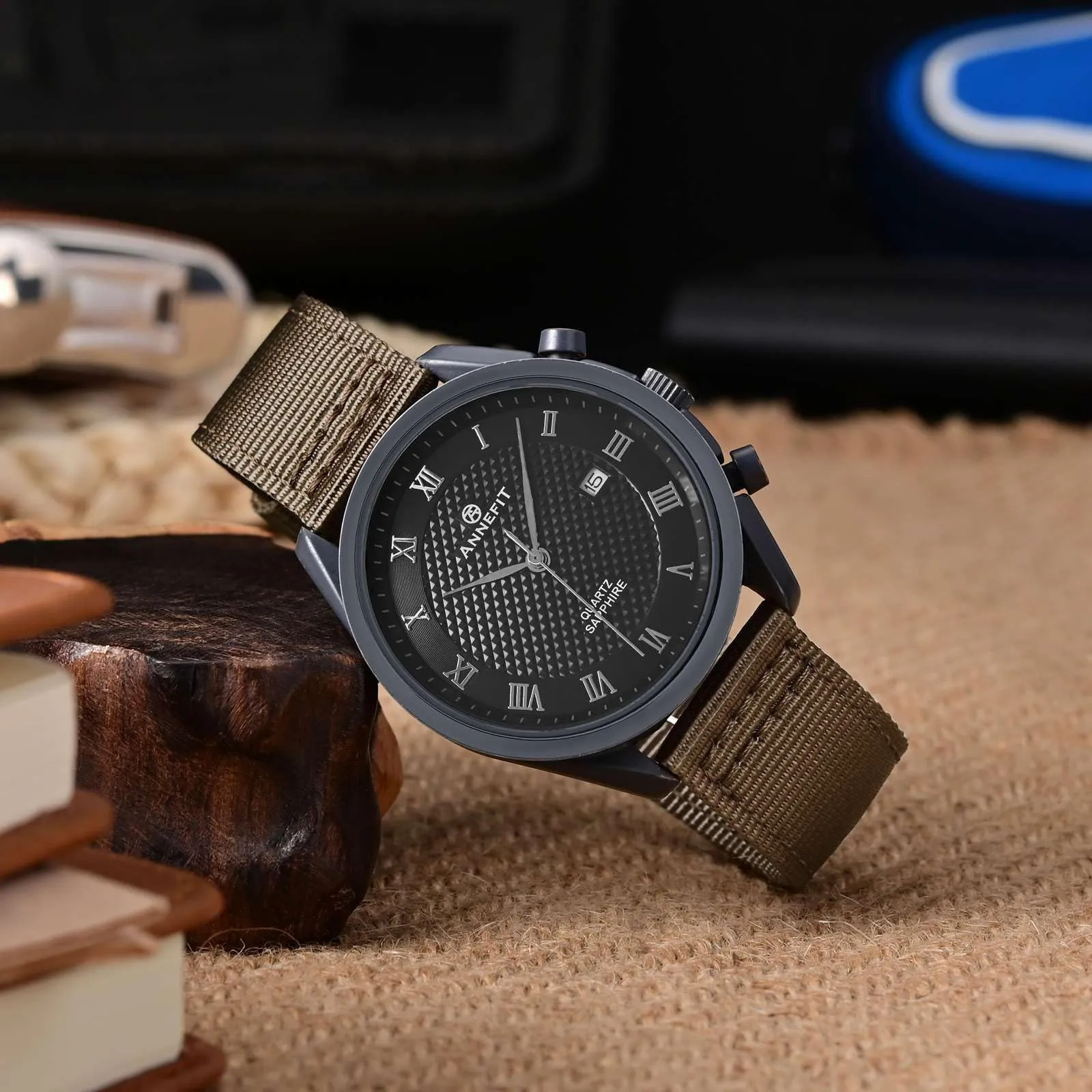 ANNEFIT Cinturino Orologio Nylon 20mm con Fibbia Nera, Cinturini per Orologi Militari a Sgancio Rapido per Uomo Donna (Marrone) - immagine 7
