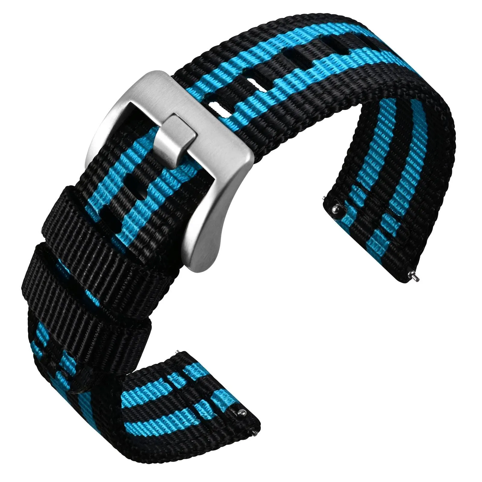 ANNEFIT Cinturino Orologio Nylon 22mm, Cinturini per Orologi Militari a Sgancio Rapido per Uomo Donna (Nero/Blu) - immagine 1