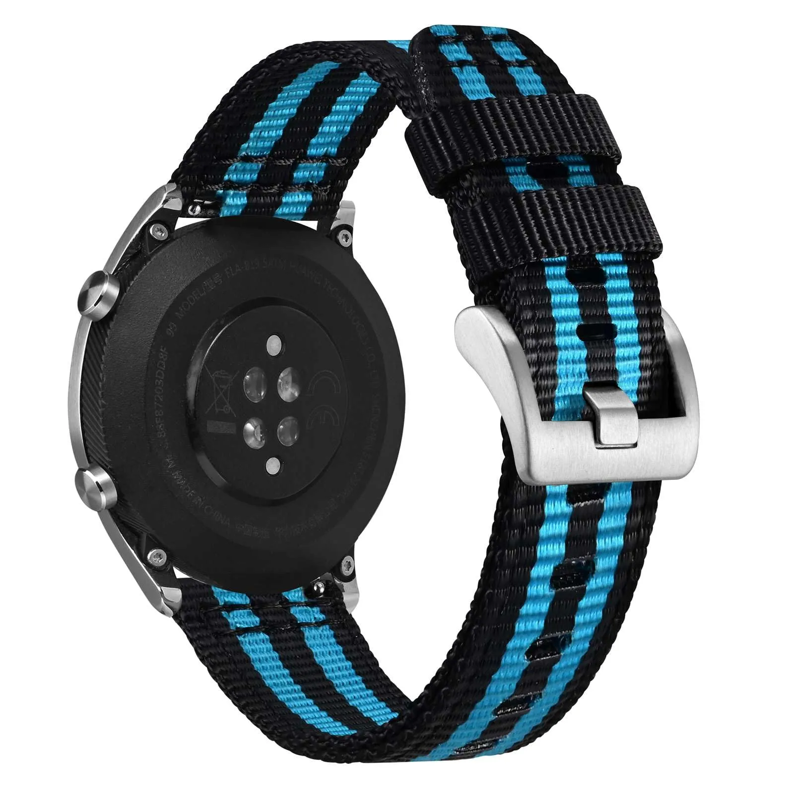 ANNEFIT Cinturino Orologio Nylon 22mm, Cinturini per Orologi Militari a Sgancio Rapido per Uomo Donna (Nero/Blu) - immagine 8
